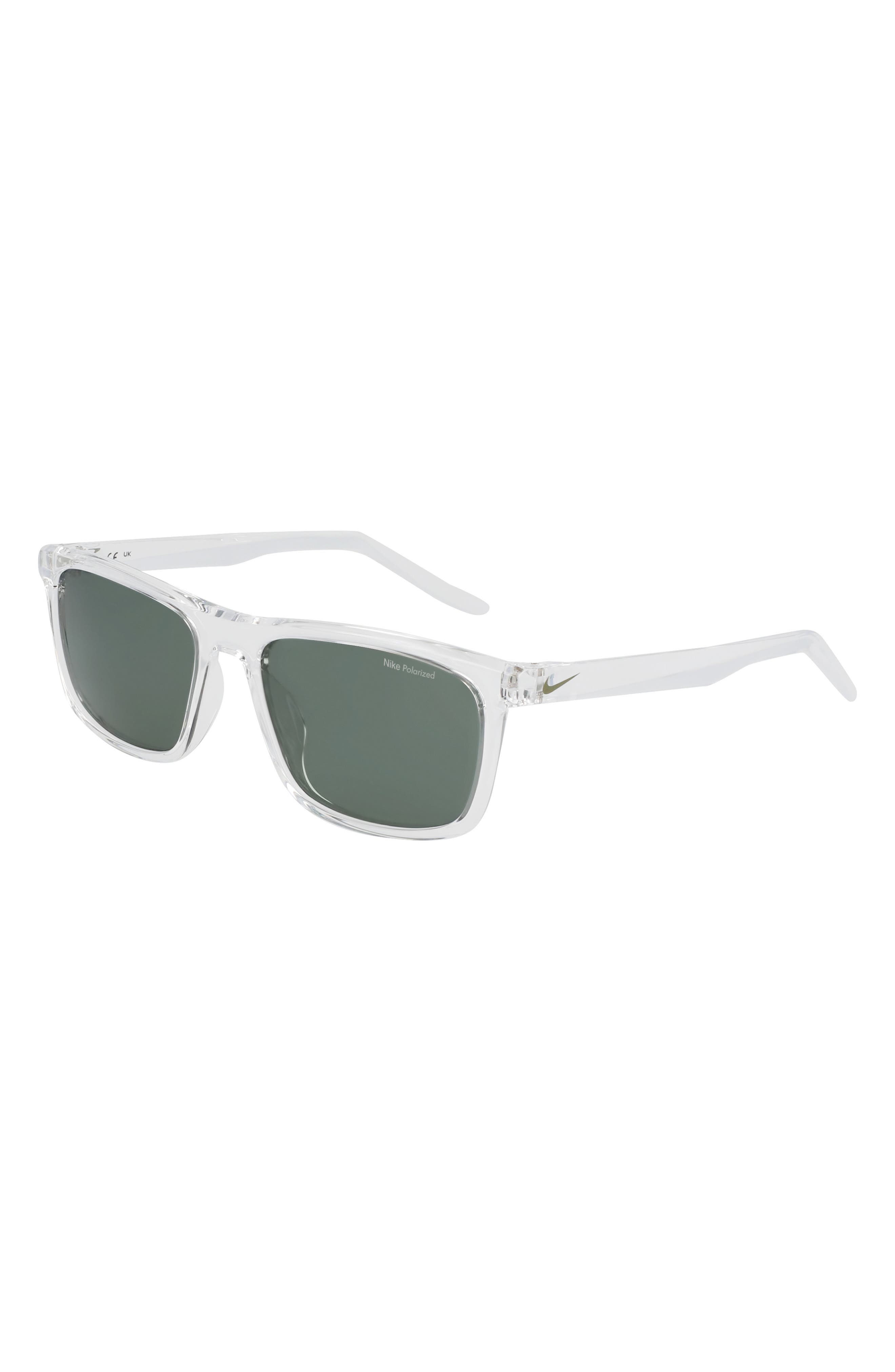 Nike Embar 56mm Polarized Square Sunglasses in Clear /Polar Green at Nordstrom - 2