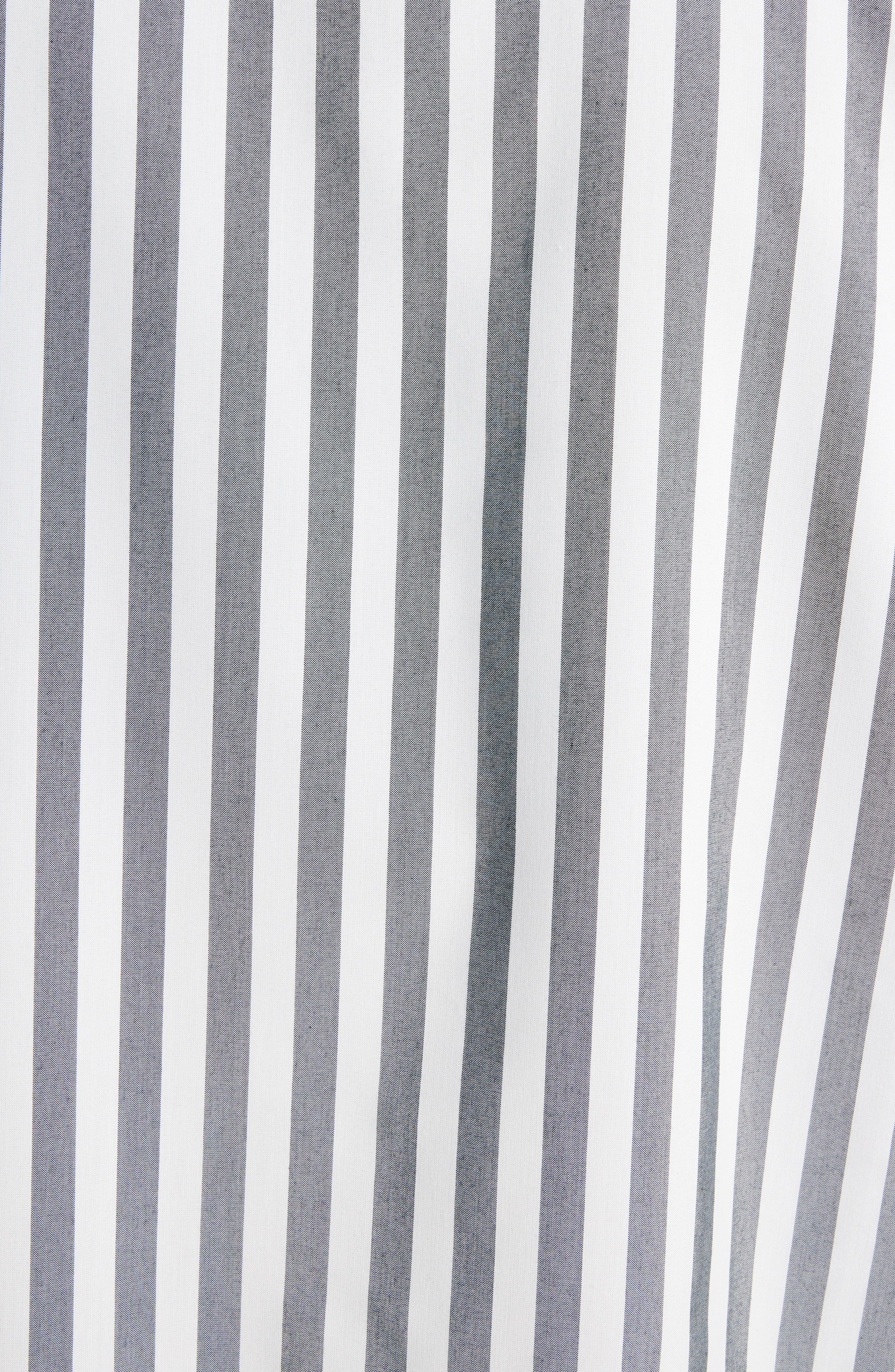 Acne Studios Embroidered Logo Stripe Button-Up Shirt in Black/White at Nordstrom - 6