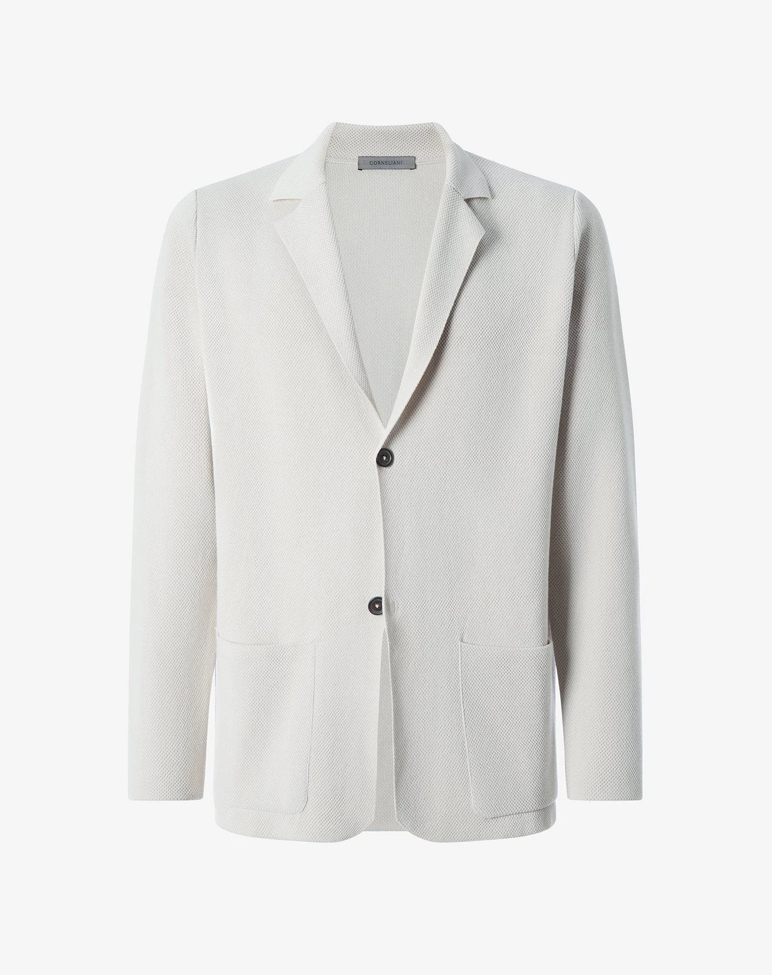 White knitted jacket with honeycomb pattern - 1