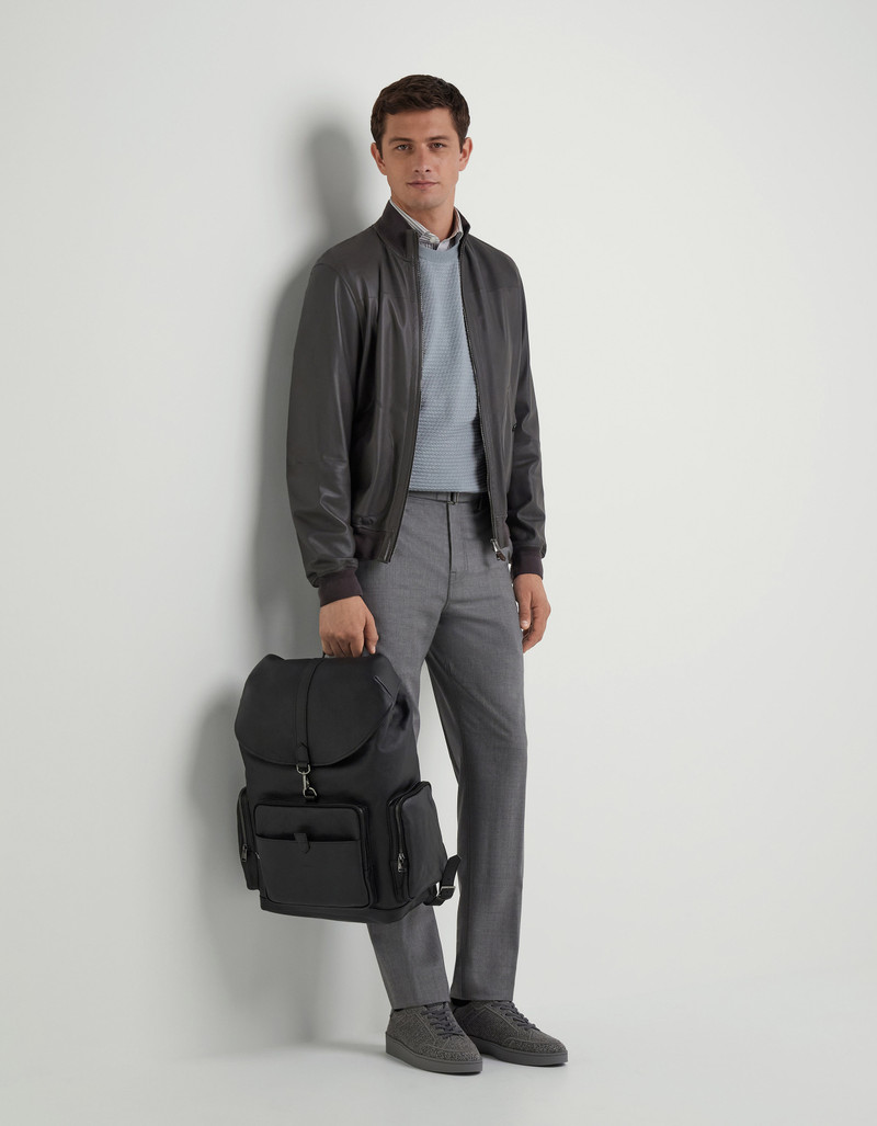 Canali CANALI NUVOLA BOMBER JACKET IN BROWN NAPPA LEATHER outlook