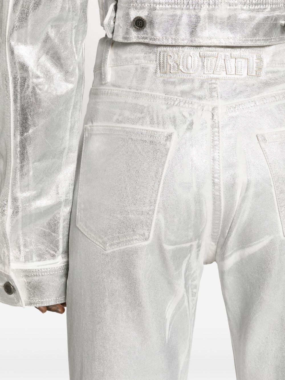 metallic straight-leg jeans - 5