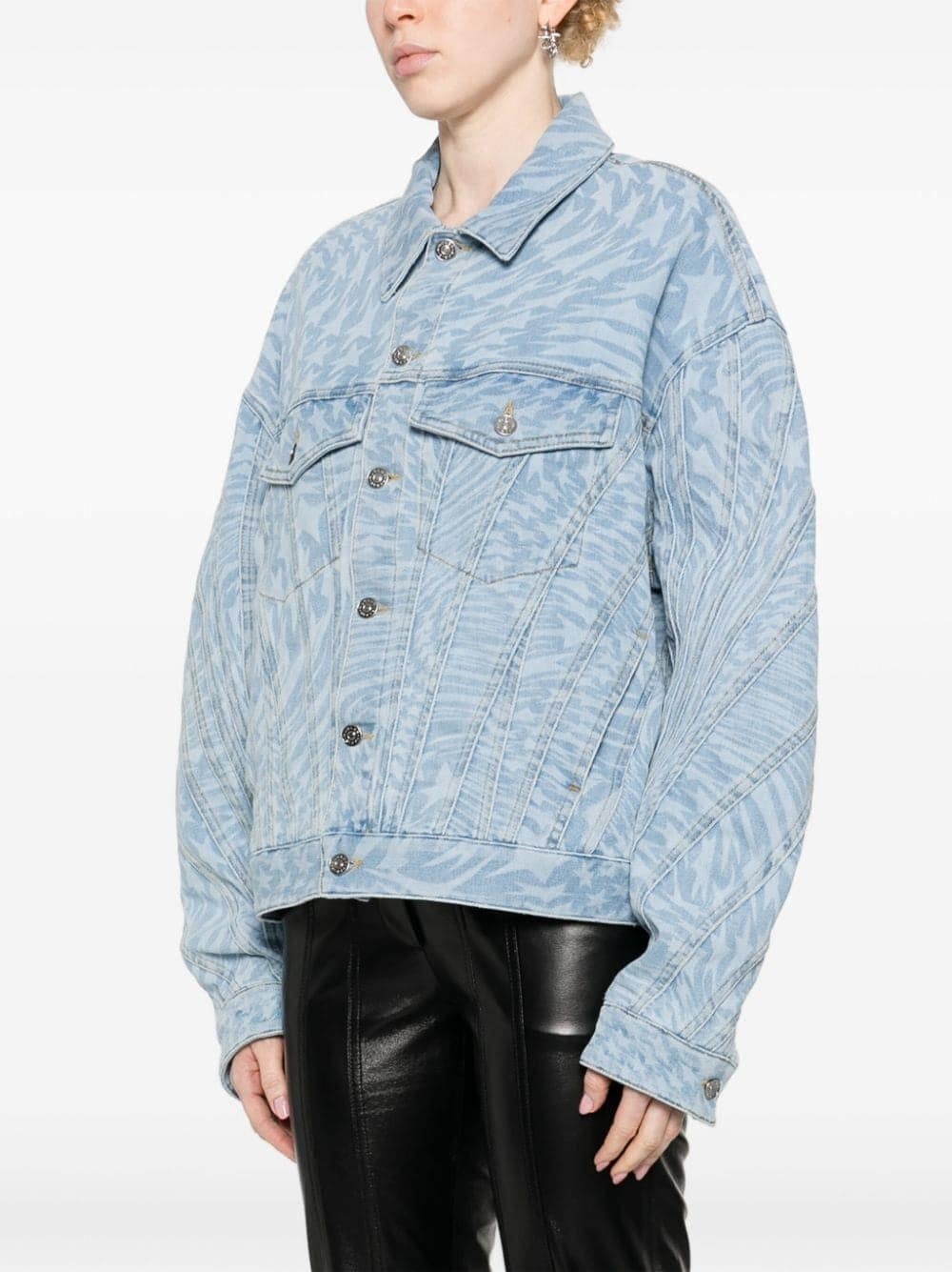 star-print denim jacket - 3
