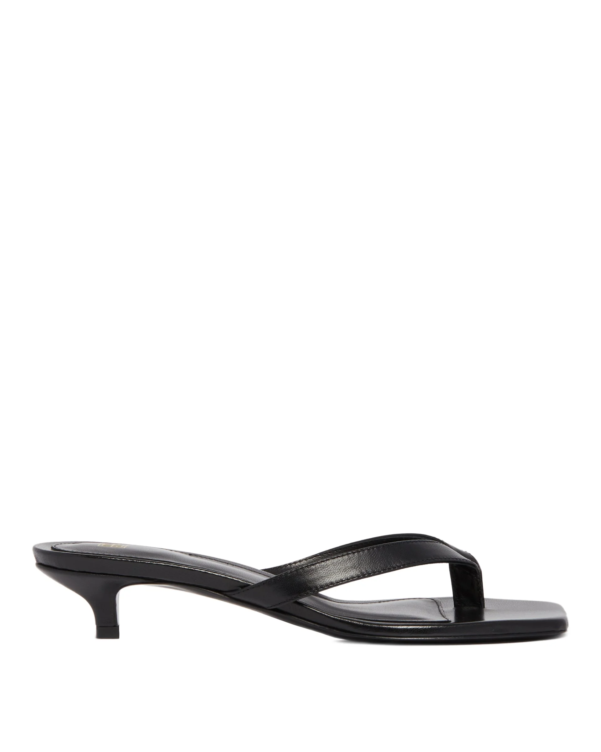 Black Leather Thong Sandals - 1