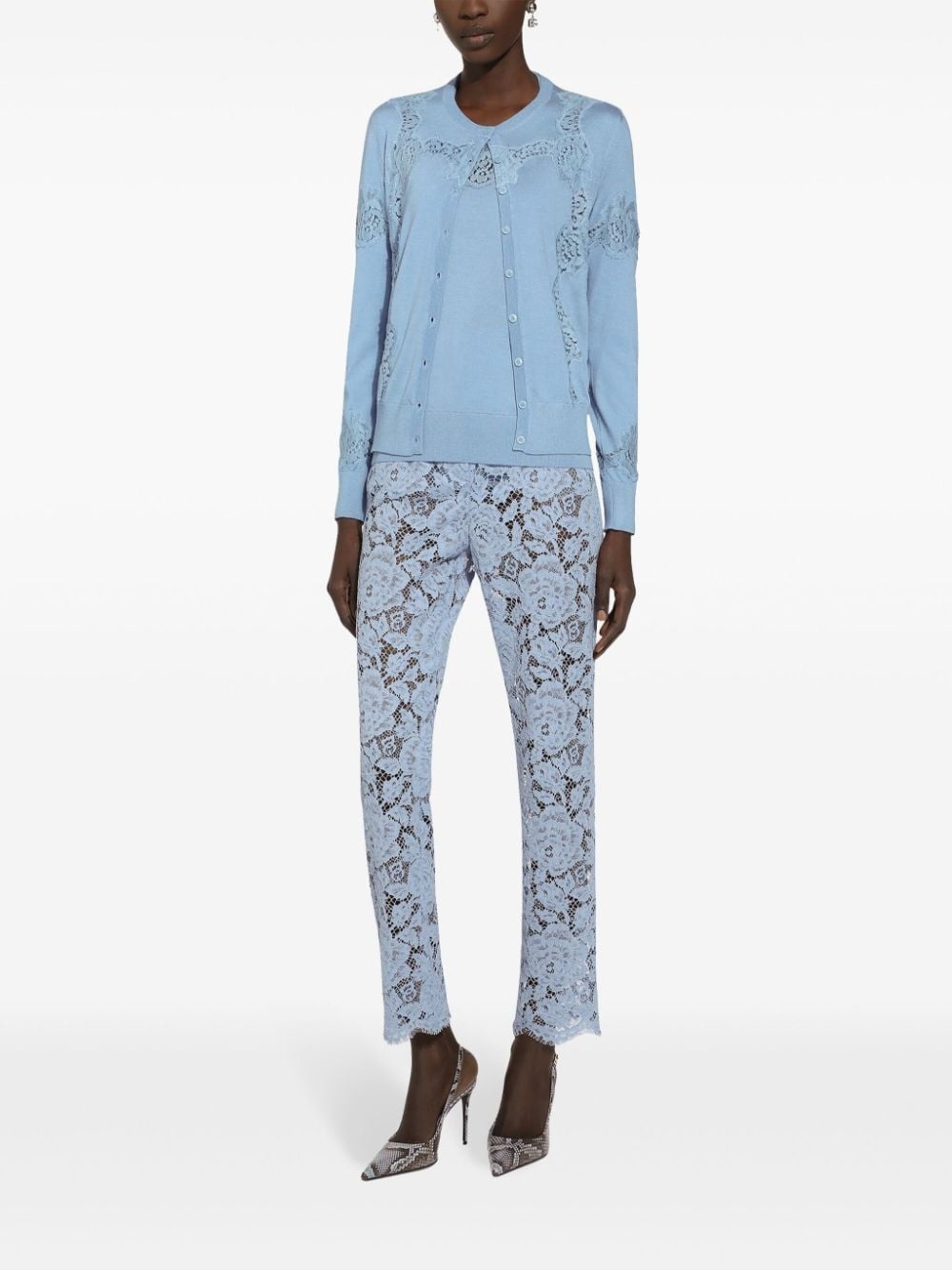 embroidered lace trousers - 3