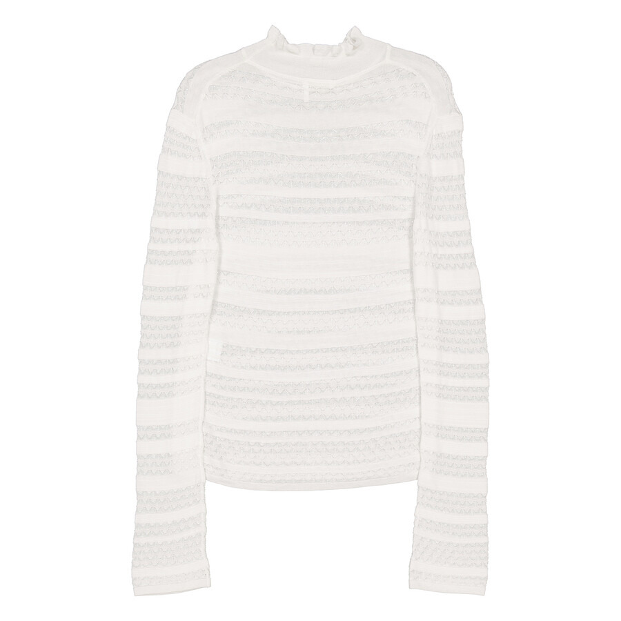 Chloe Ladies Wool-blend Lace Knit Turtleneck Top - 5