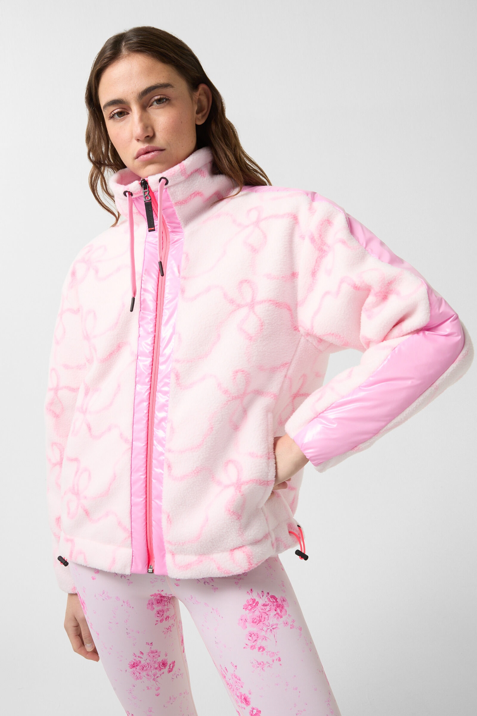 Ninetta Fleece mid layer in Pink/Off-white - 1