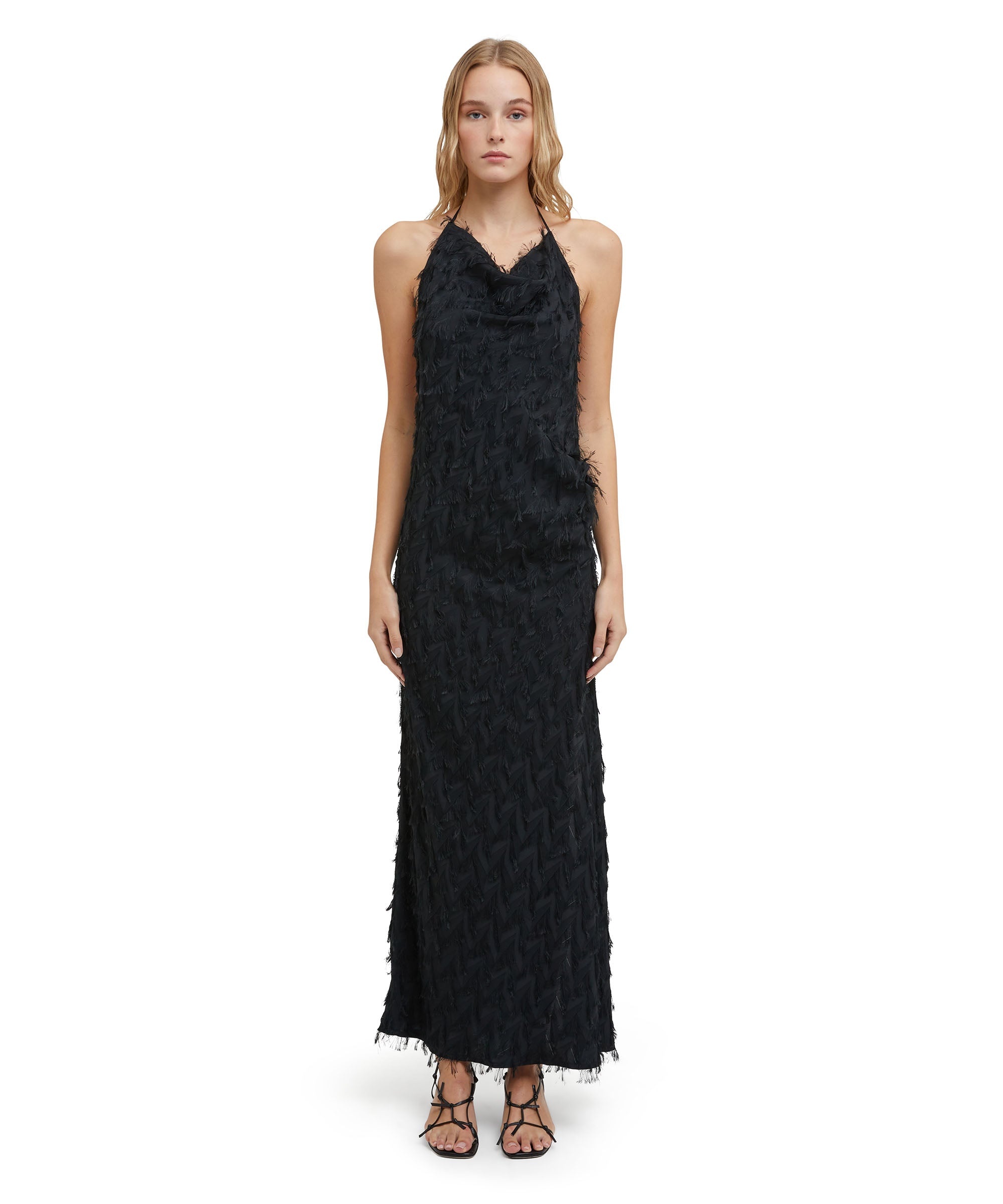 Viscose fil coupè fluid fabric long slip dress - 2