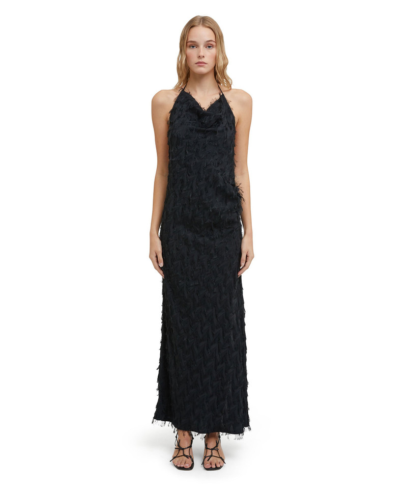 MSGM Viscose fil coupè fluid fabric long slip dress outlook
