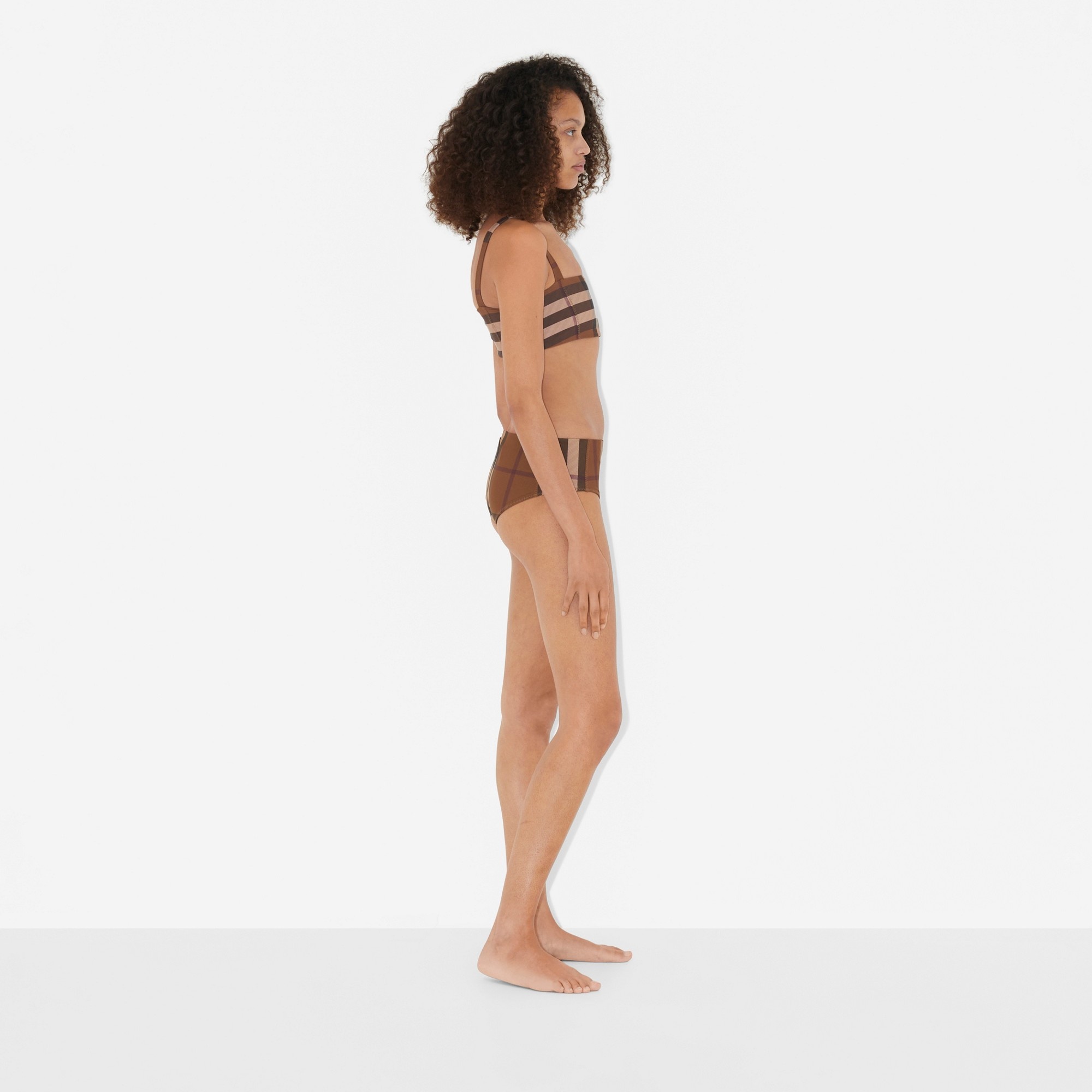 Check Stretch Nylon Square Neck Bikini - 3