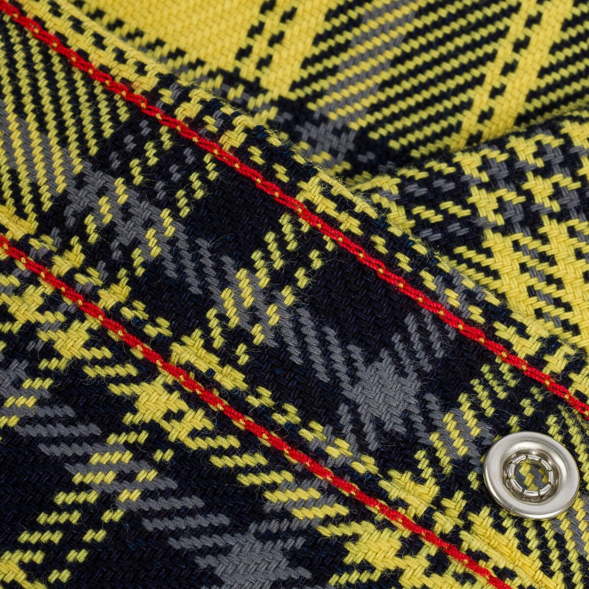 IHSH-411-YEL 9oz Selvedge Indigo Check Flannel Western Shirt Yellow - 7