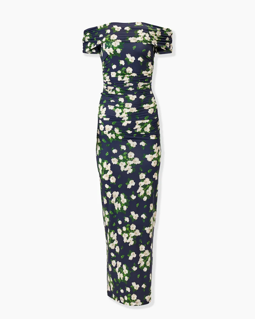 Floral-Print Jersey Gathered Midi Dress - 1