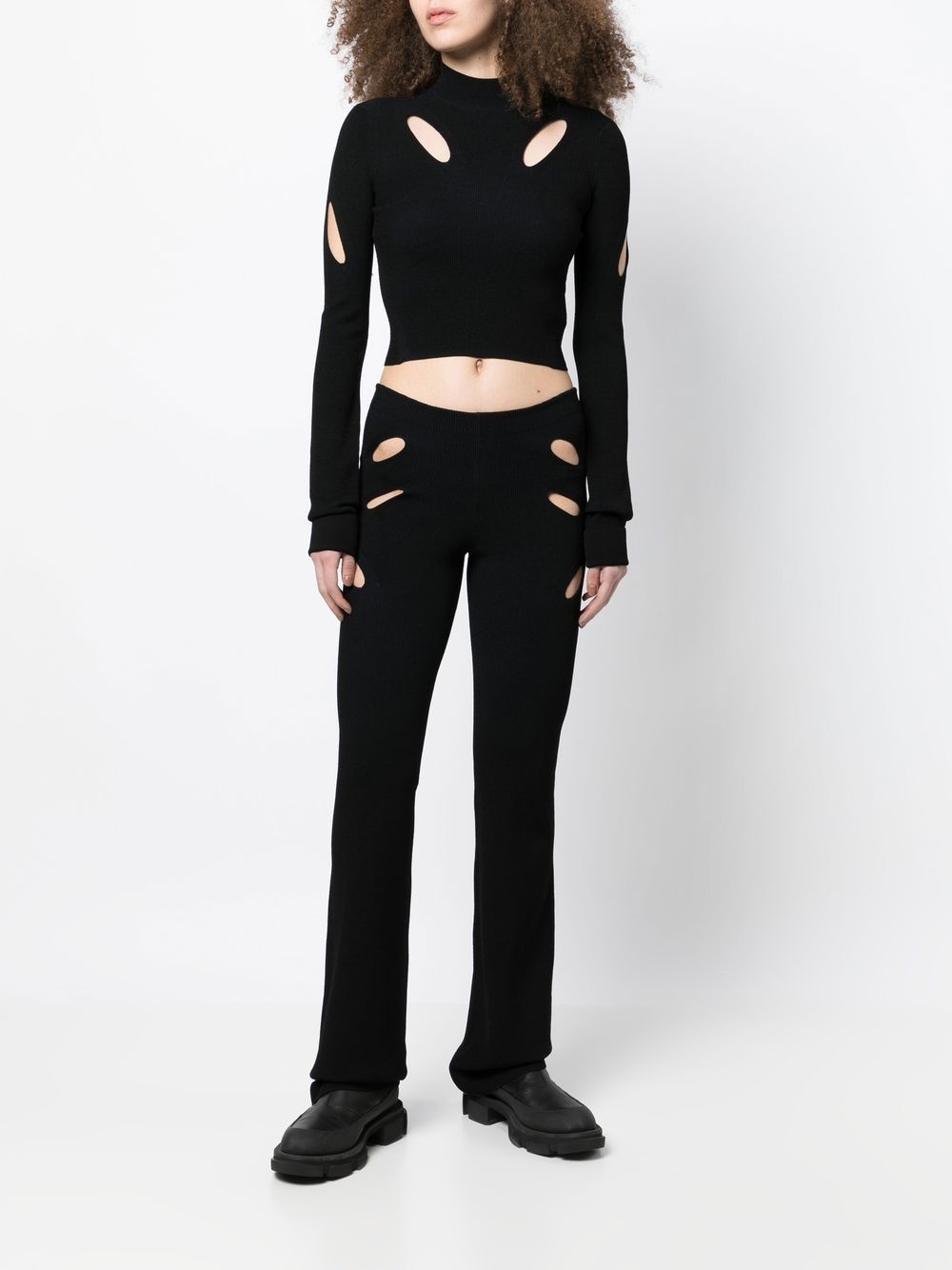 cut out-detail cropped knitted top - 2