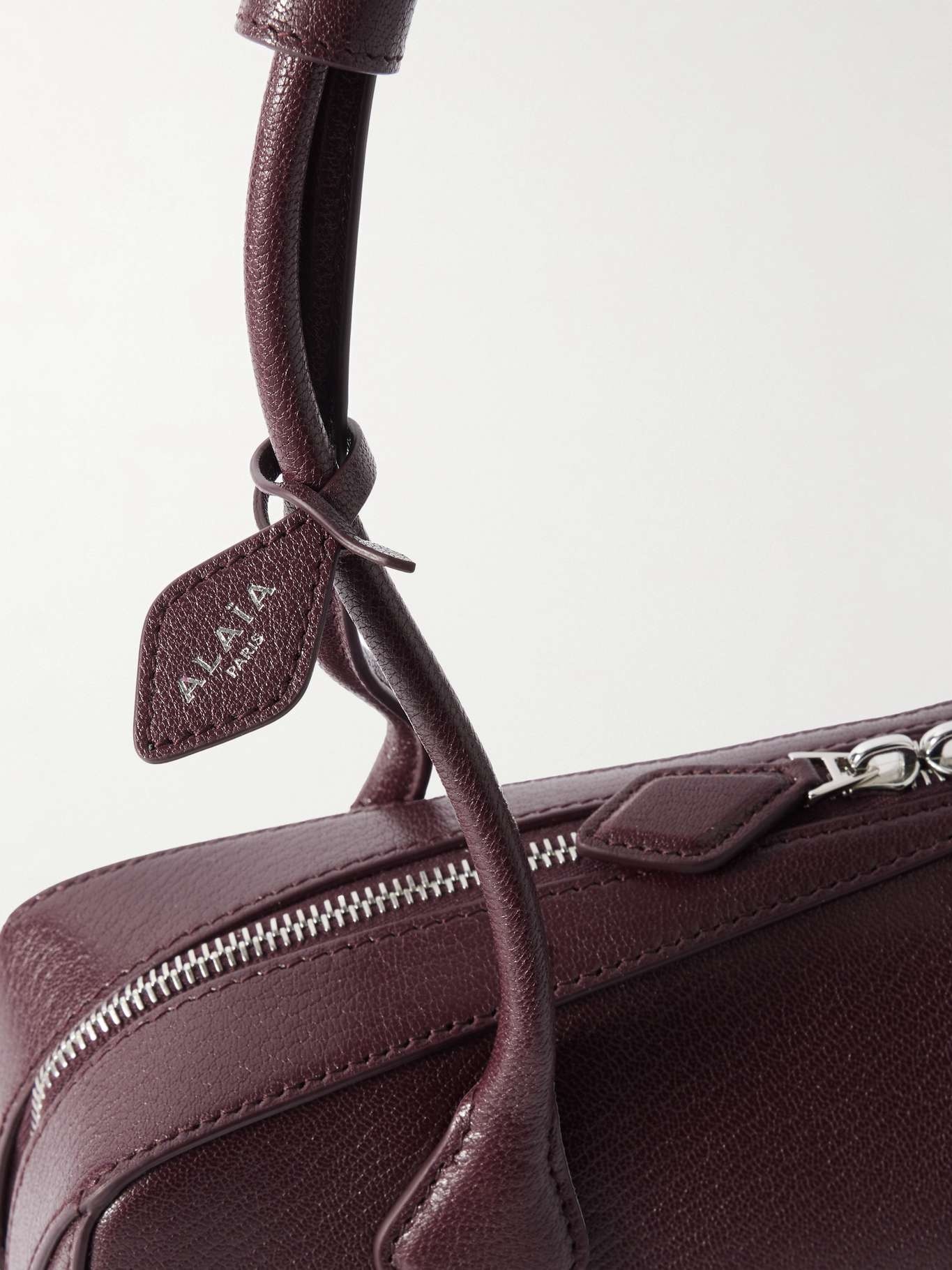 Le Teckel textured-leather shoulder bag Burgundy - 4