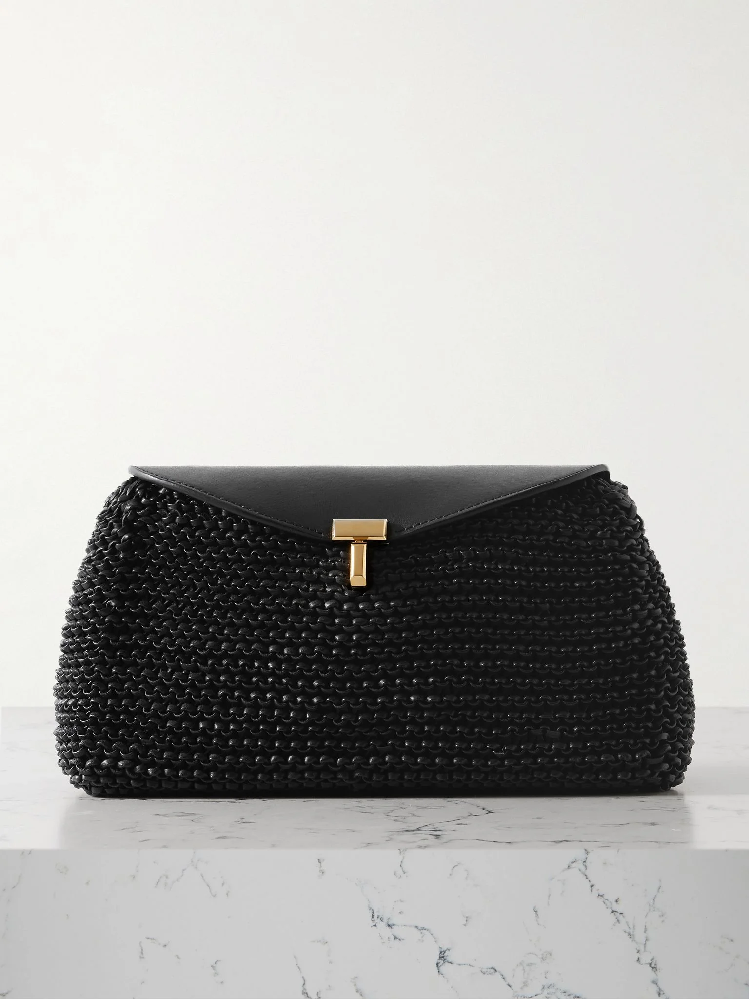 T-Lock woven leather clutch Black - 1
