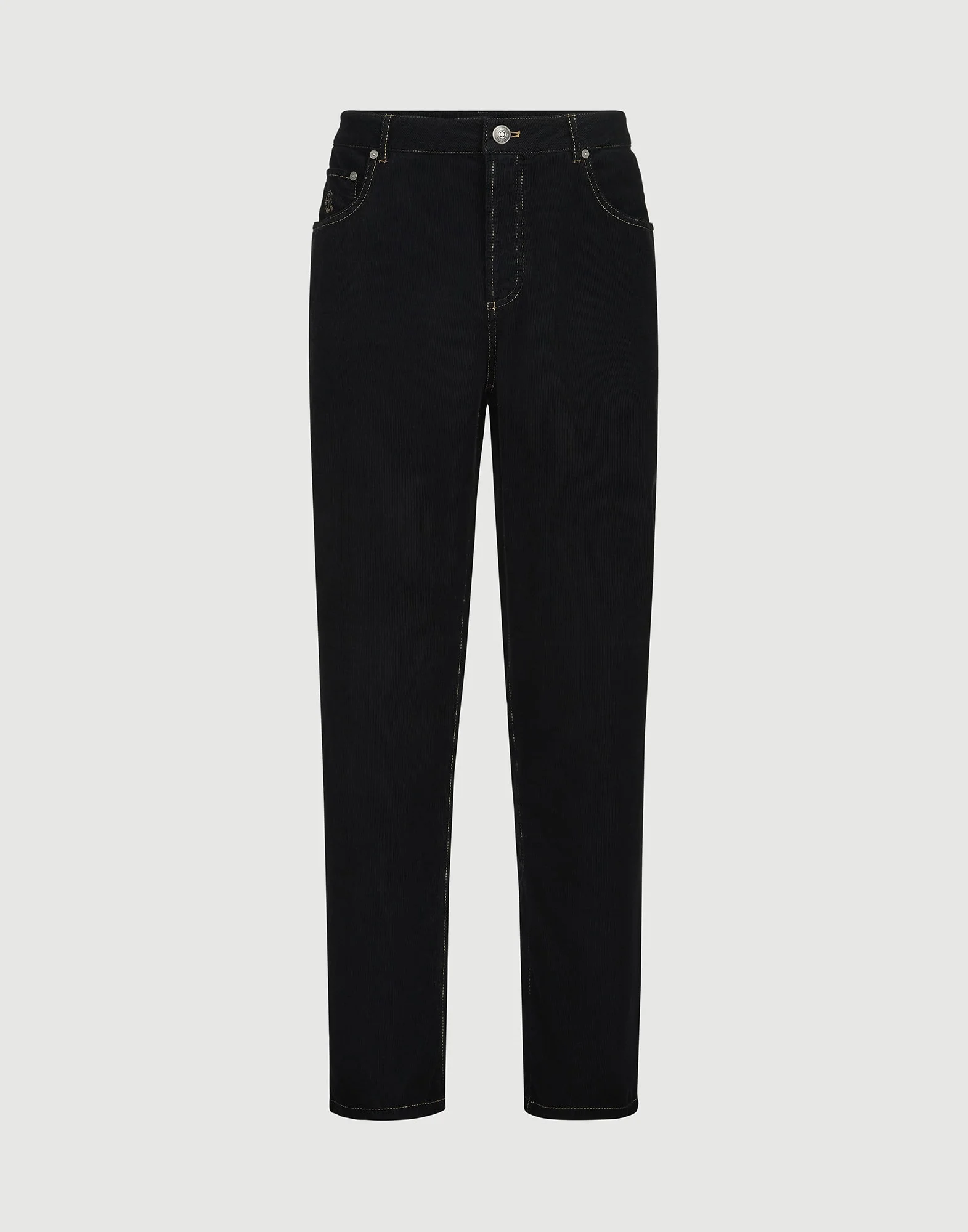 Garment-dyed five-pocket trousers in cotton narrow wale corduroy - 1