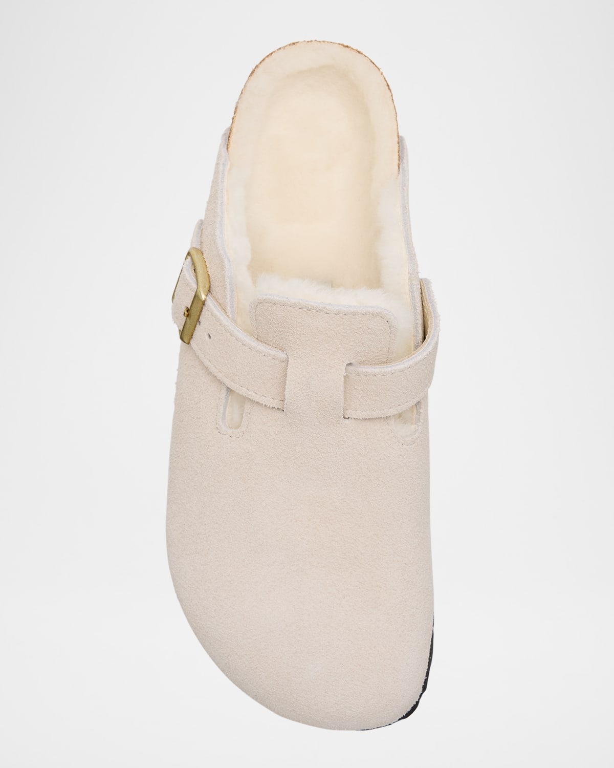 Boston Suede Shearling Buckle Slide Clogs - 3