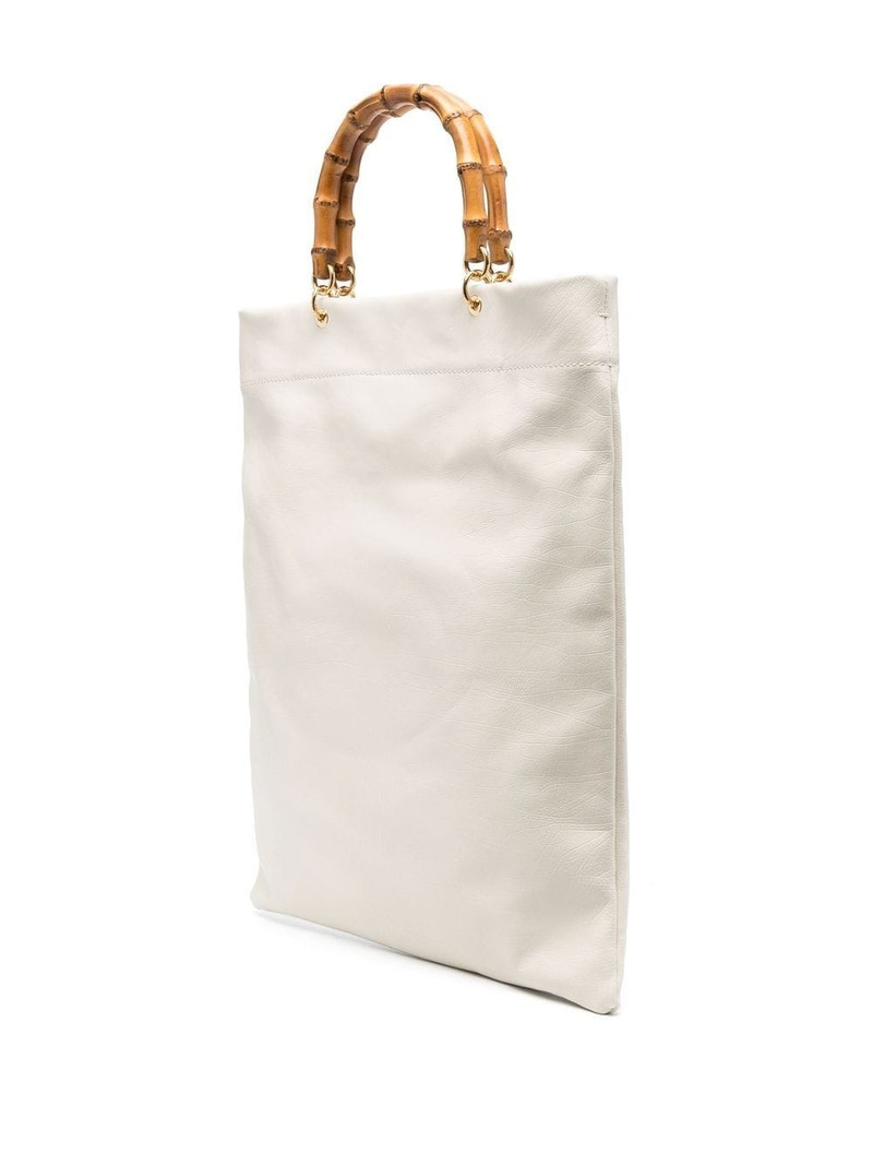 bamboo-handle leather tote bag 3