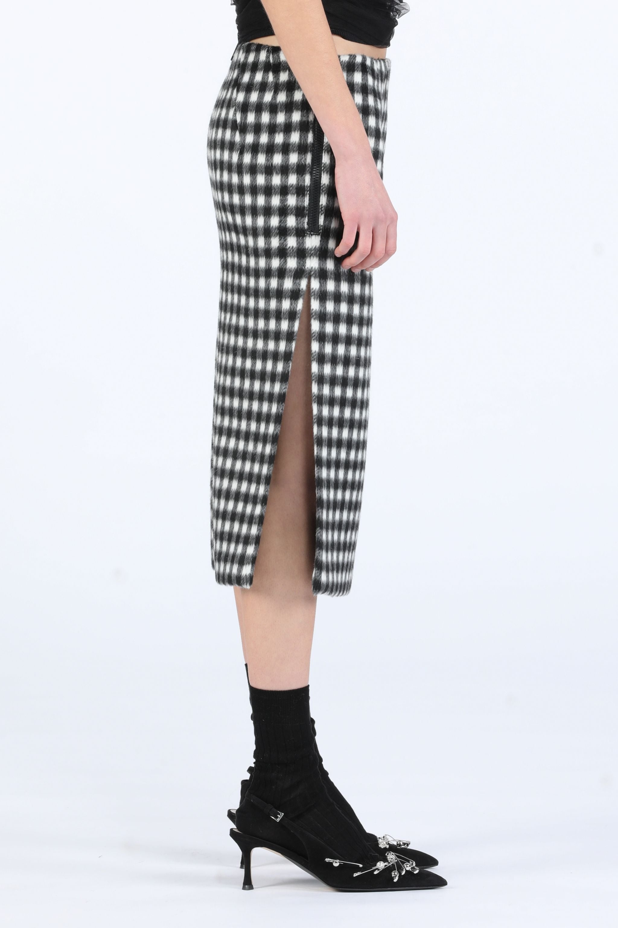 CHECKED PENCIL SKIRT - 3