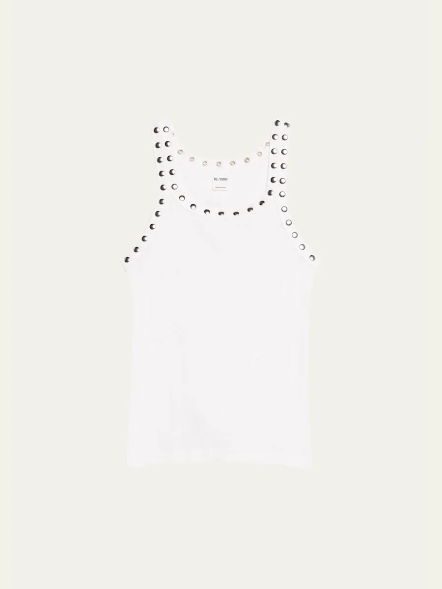 Studded Rib-Knit Tank Top - 1