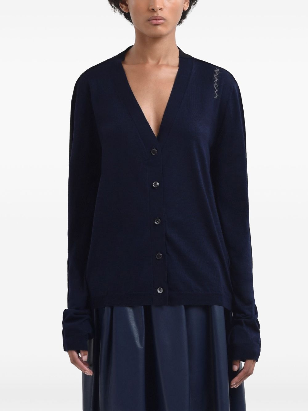 logo-embroidered cardigan - 2