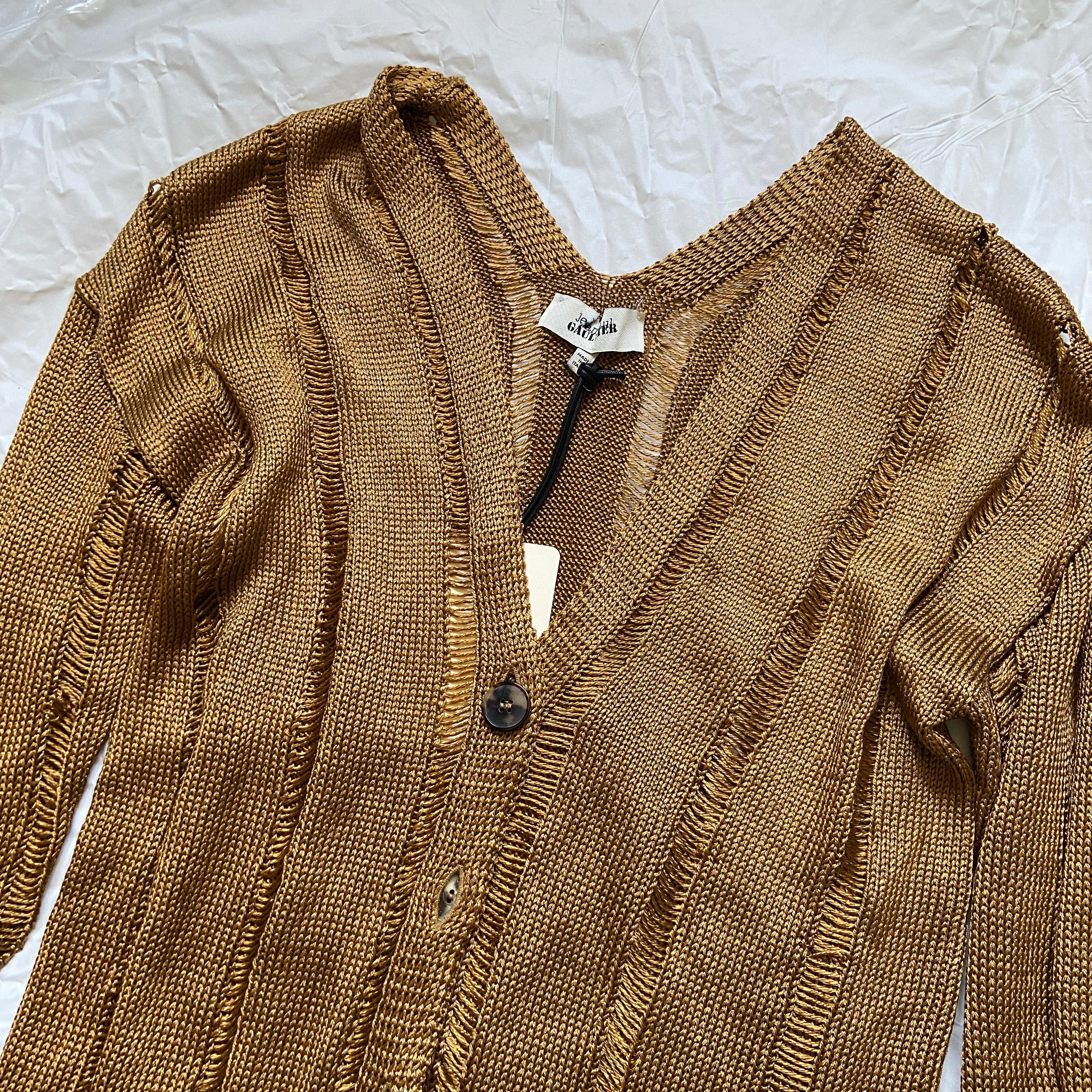 Jean Paul Gaultier gold open knit cardigan XS - 5