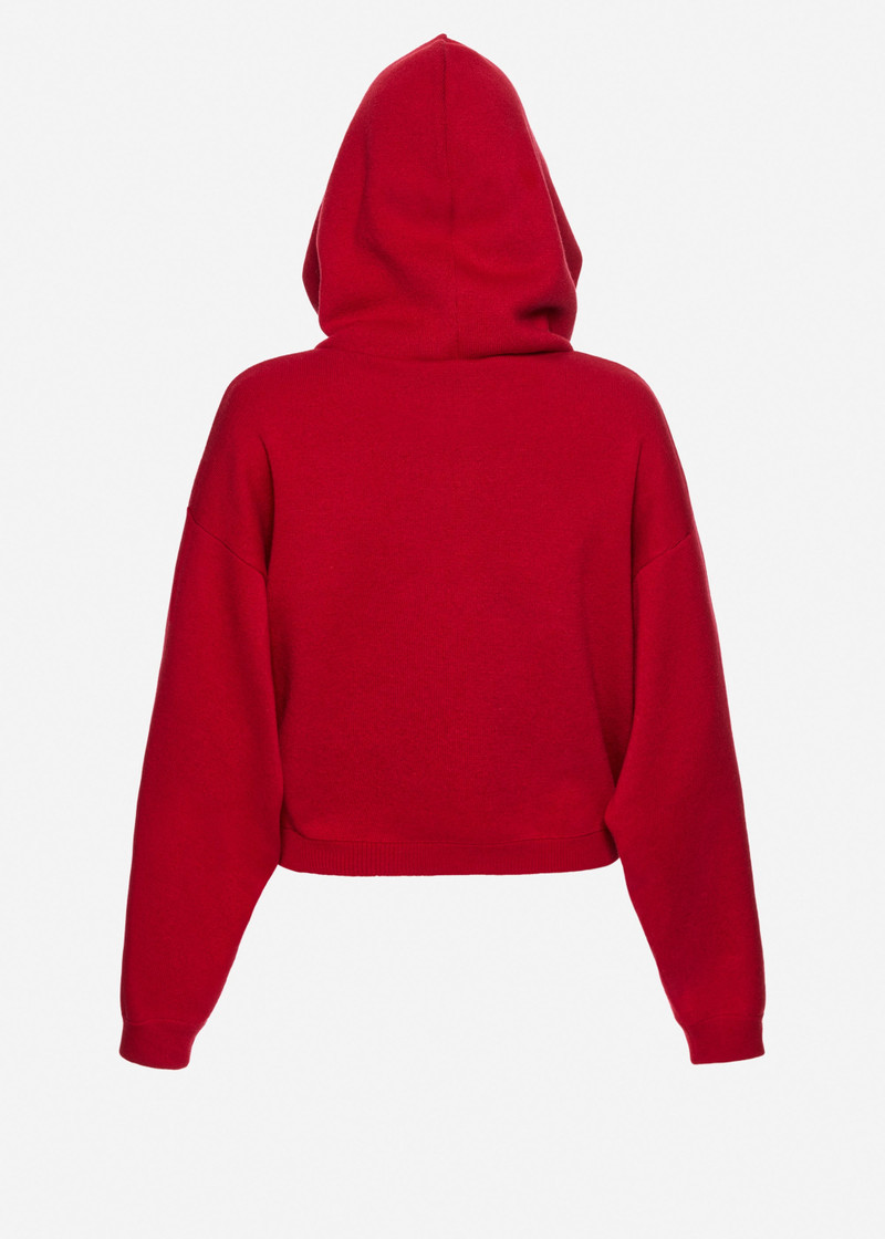 Cashmere and cotton hoodie in red 2