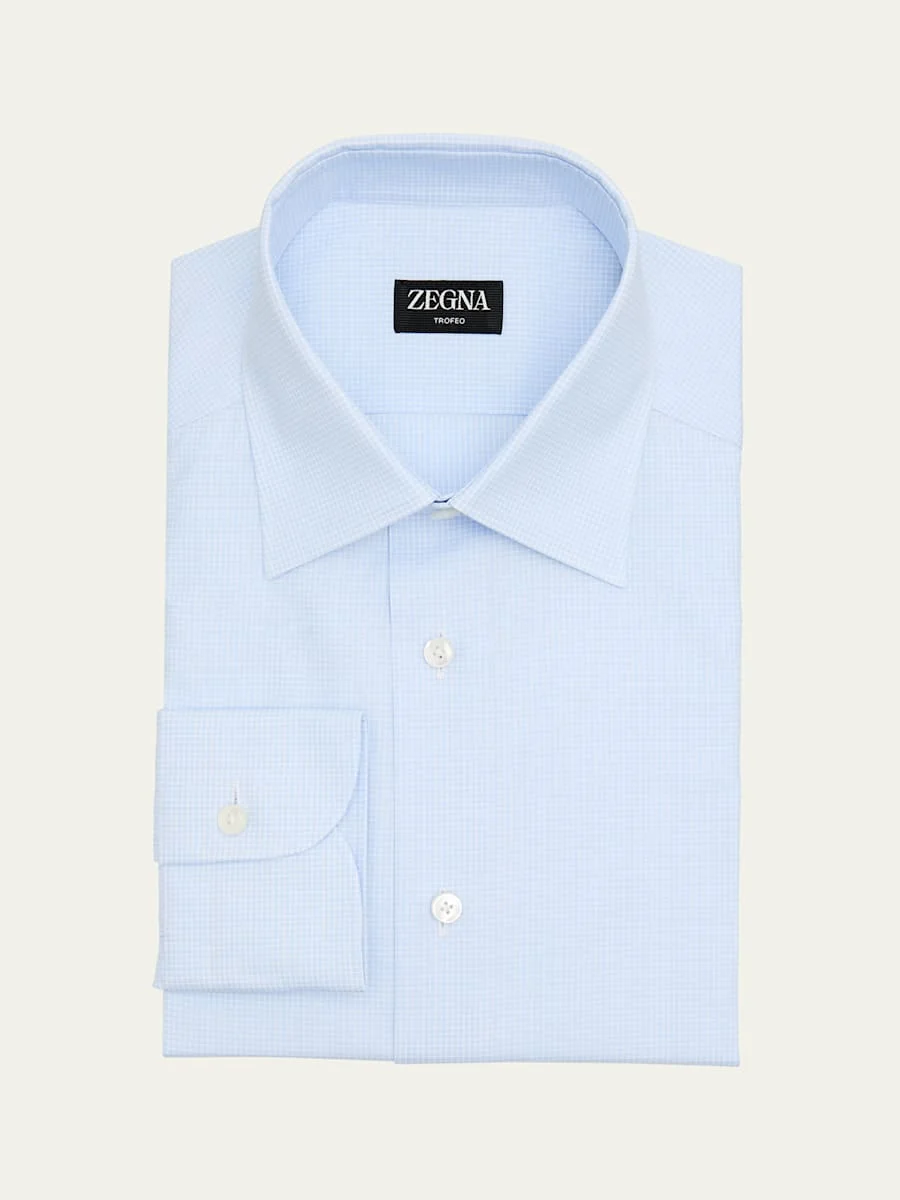 Men's Micro-Check Trofeo Cotton Dress Shirt - 1
