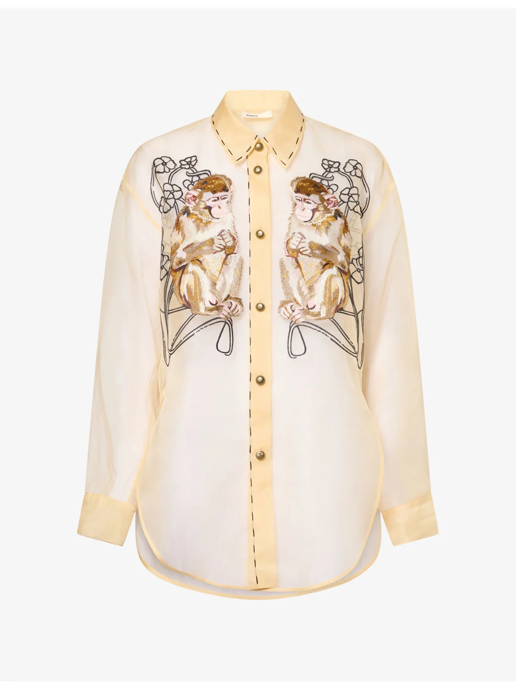 Goya Sheer Embroidered Silk-Organza Shirt - 1