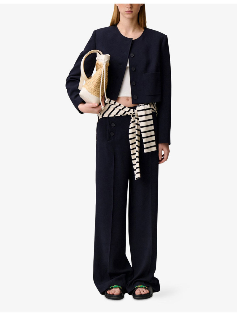 Claudie Pierlot Short Round-Neck Woven Jacket outlook