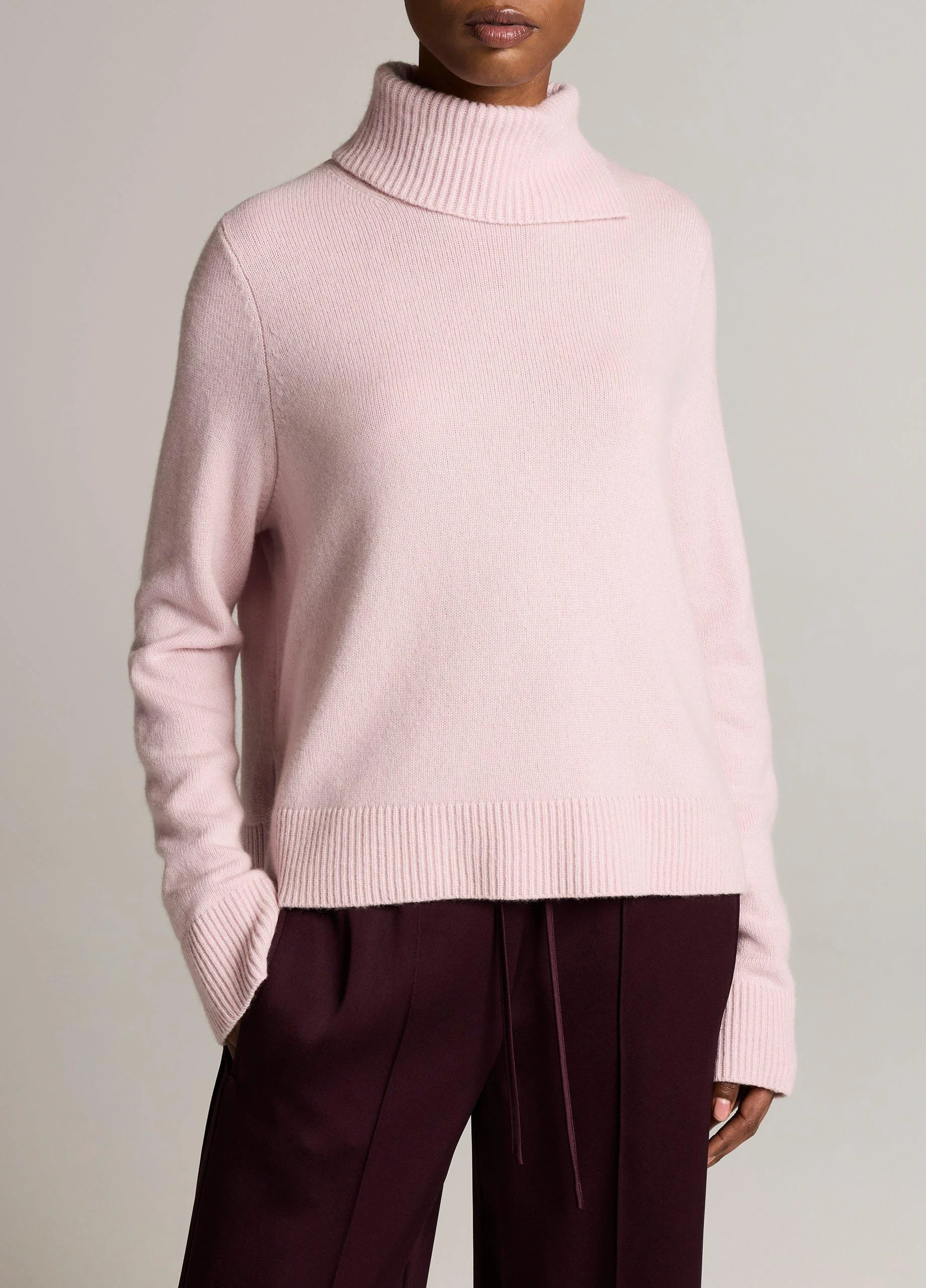 Wool-Cashmere Side-Slit Turtleneck Sweater - 1