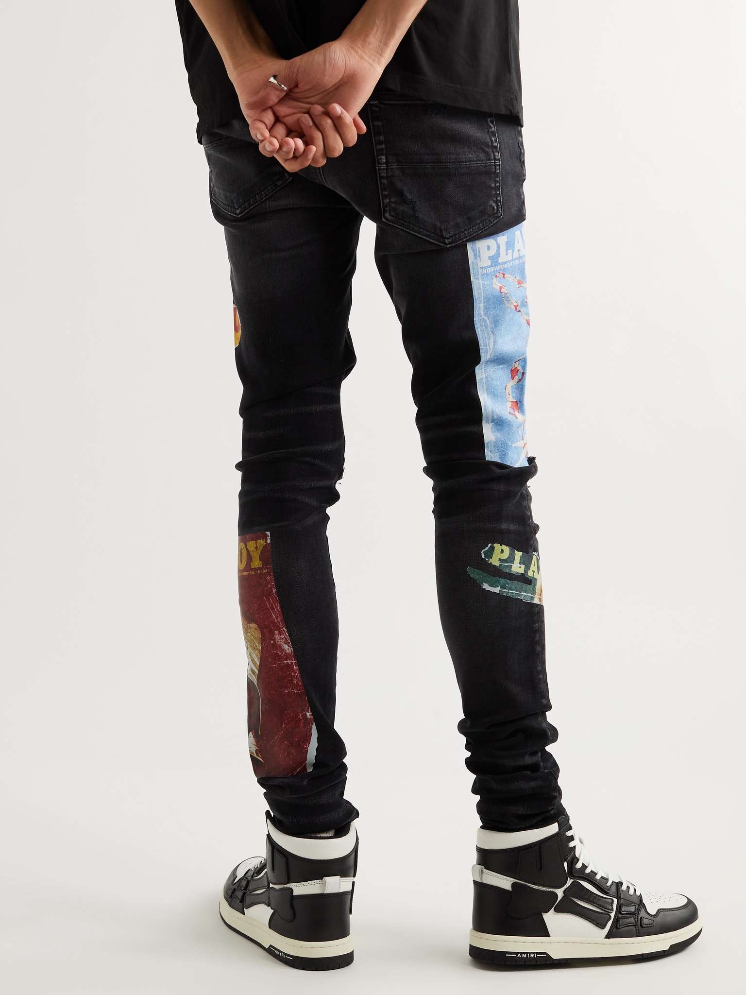 Skinny-Fit Distressed Printed Jeans - 4