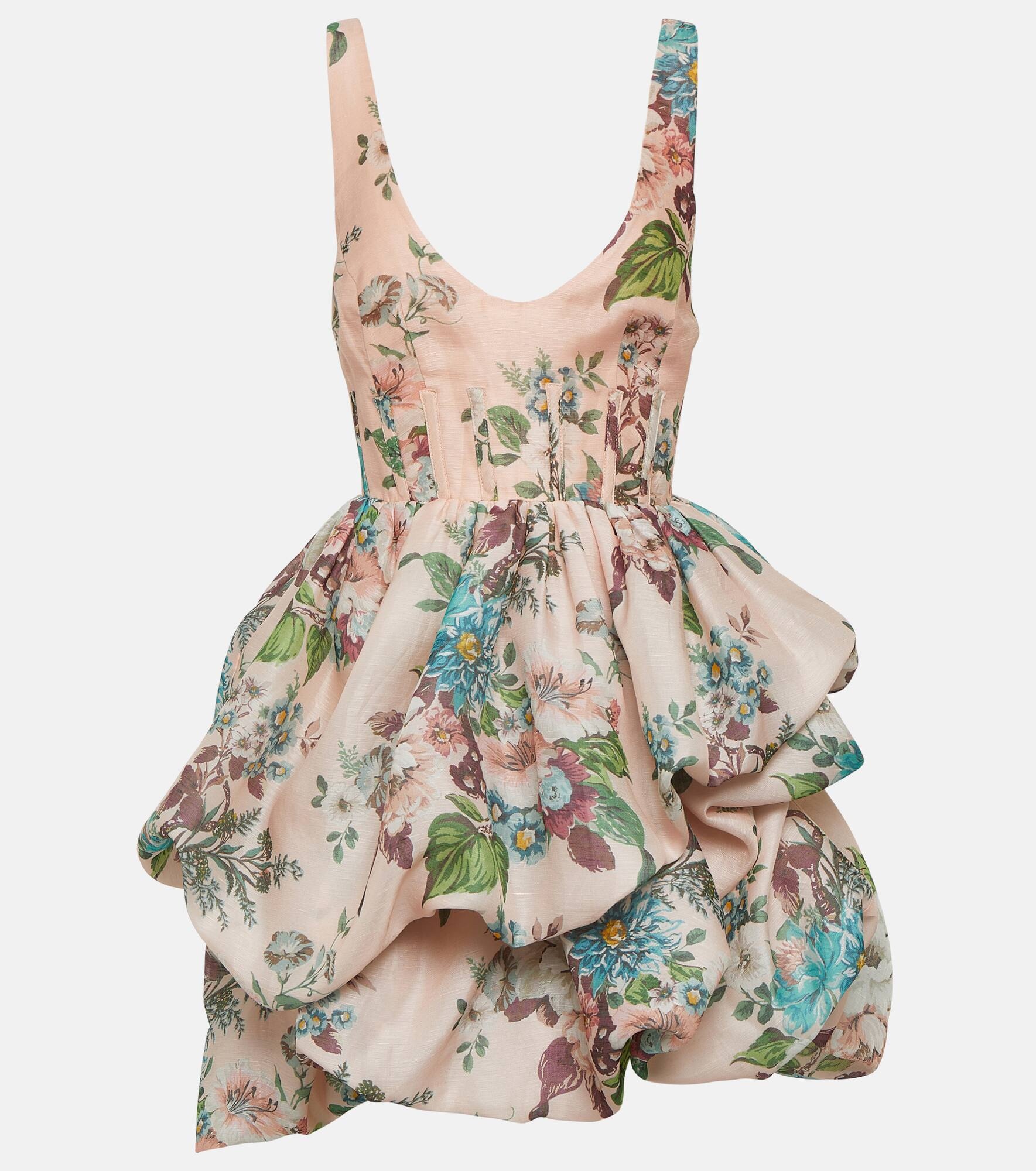 Matchmaker floral linen and silk minidress - 1
