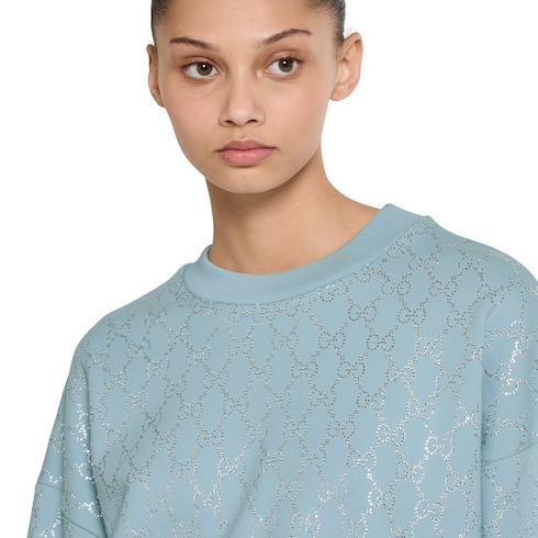 Cotton jersey sweatshirt with crystals - 5