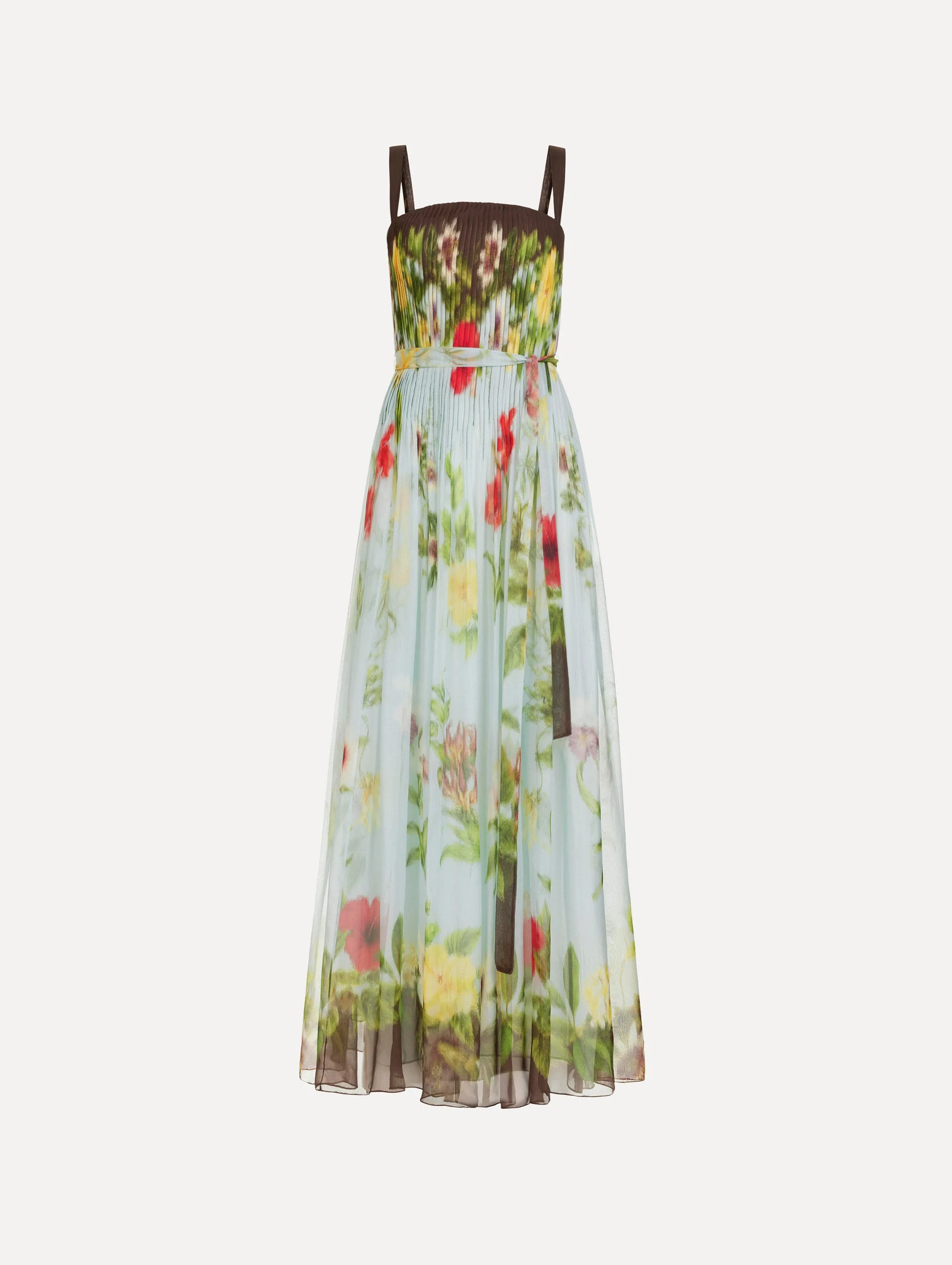 DOMINICAN MIXED-FLORAL SILK CHIFFON GOWN - 1