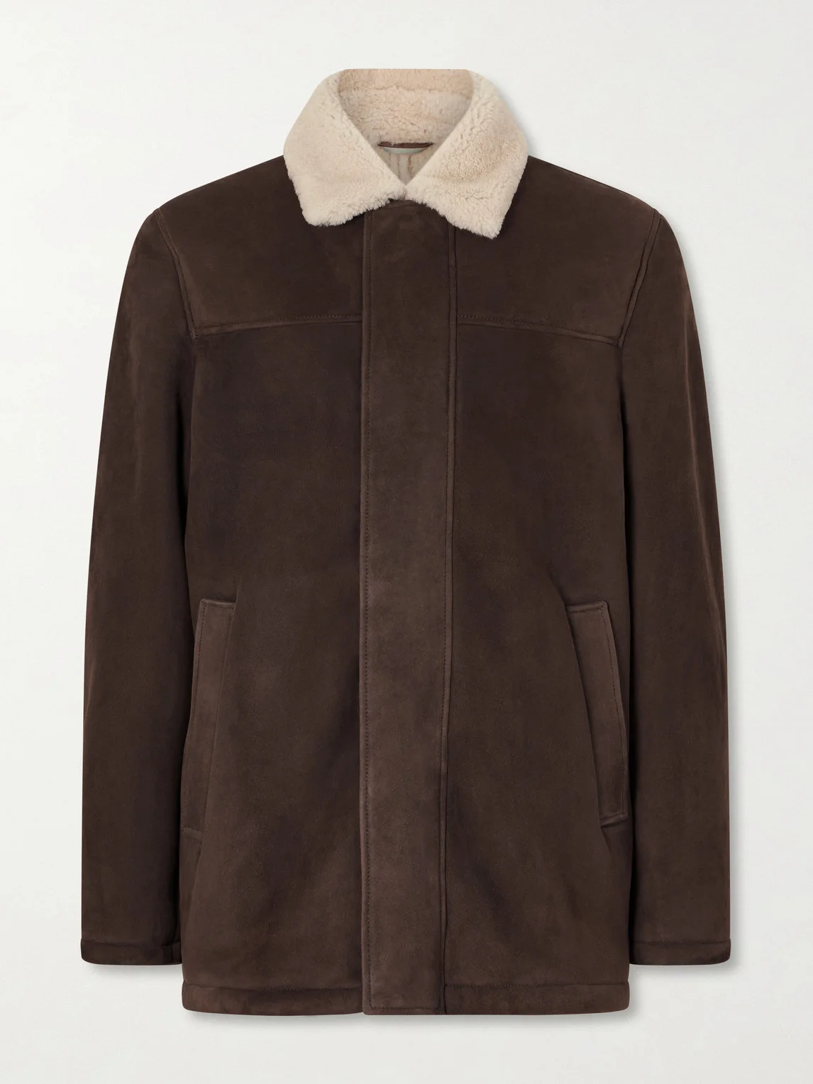 Shearling-Trimmed Suede Jacket - 1