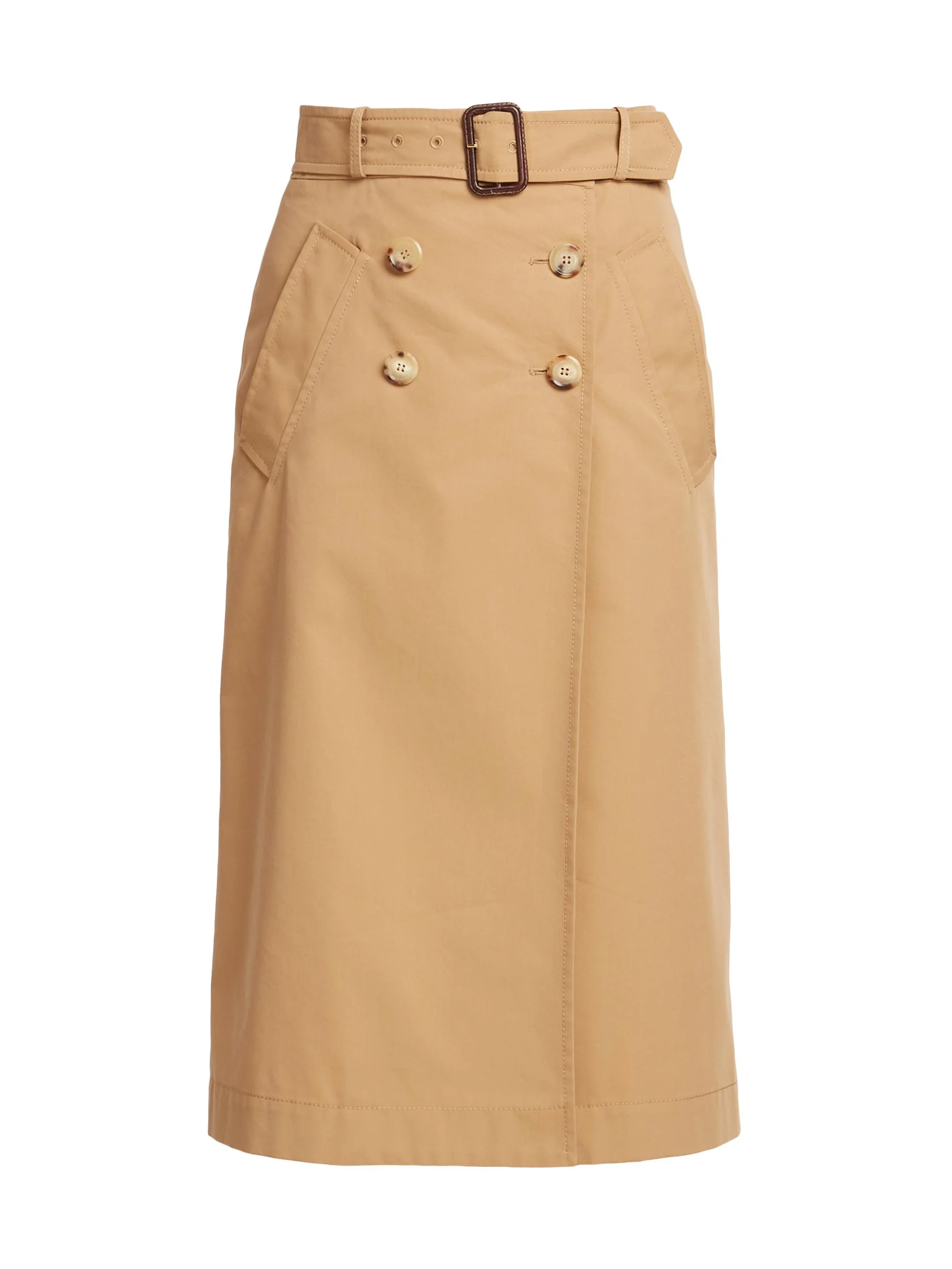 Women's Trench-Style Belted Midi Skirt - Beige - 1