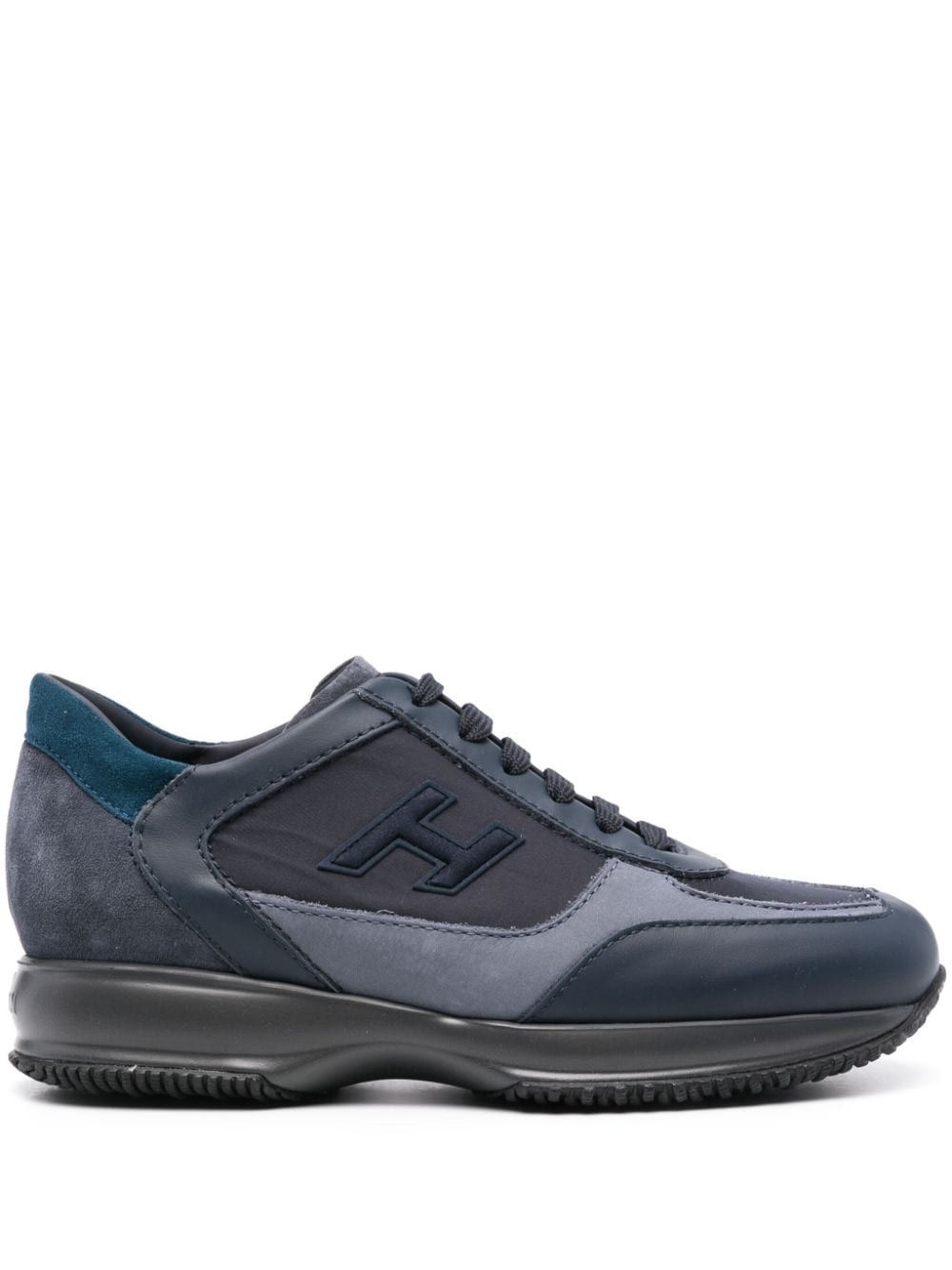 panelled suede-leather trainers - 3