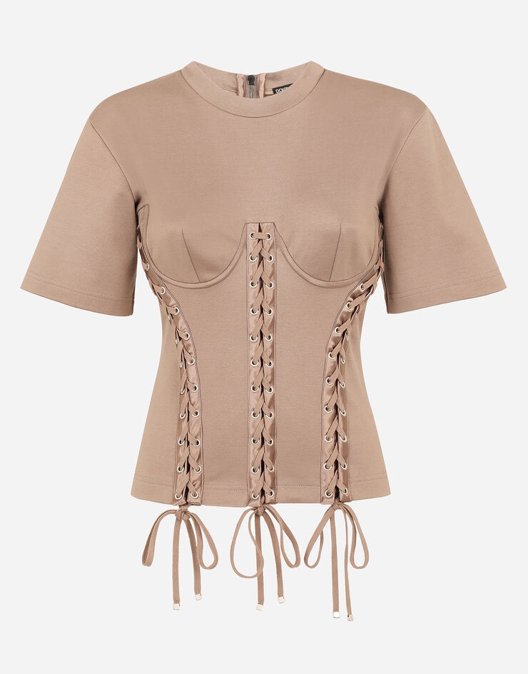 Corset T-shirt with laces and eyelets - 1