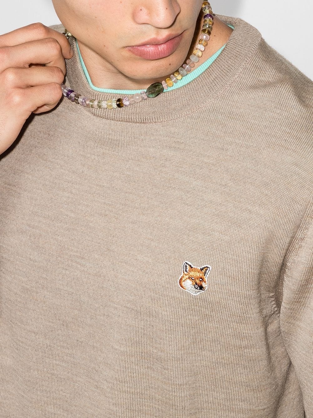 fox patch crew neck jumper - 4