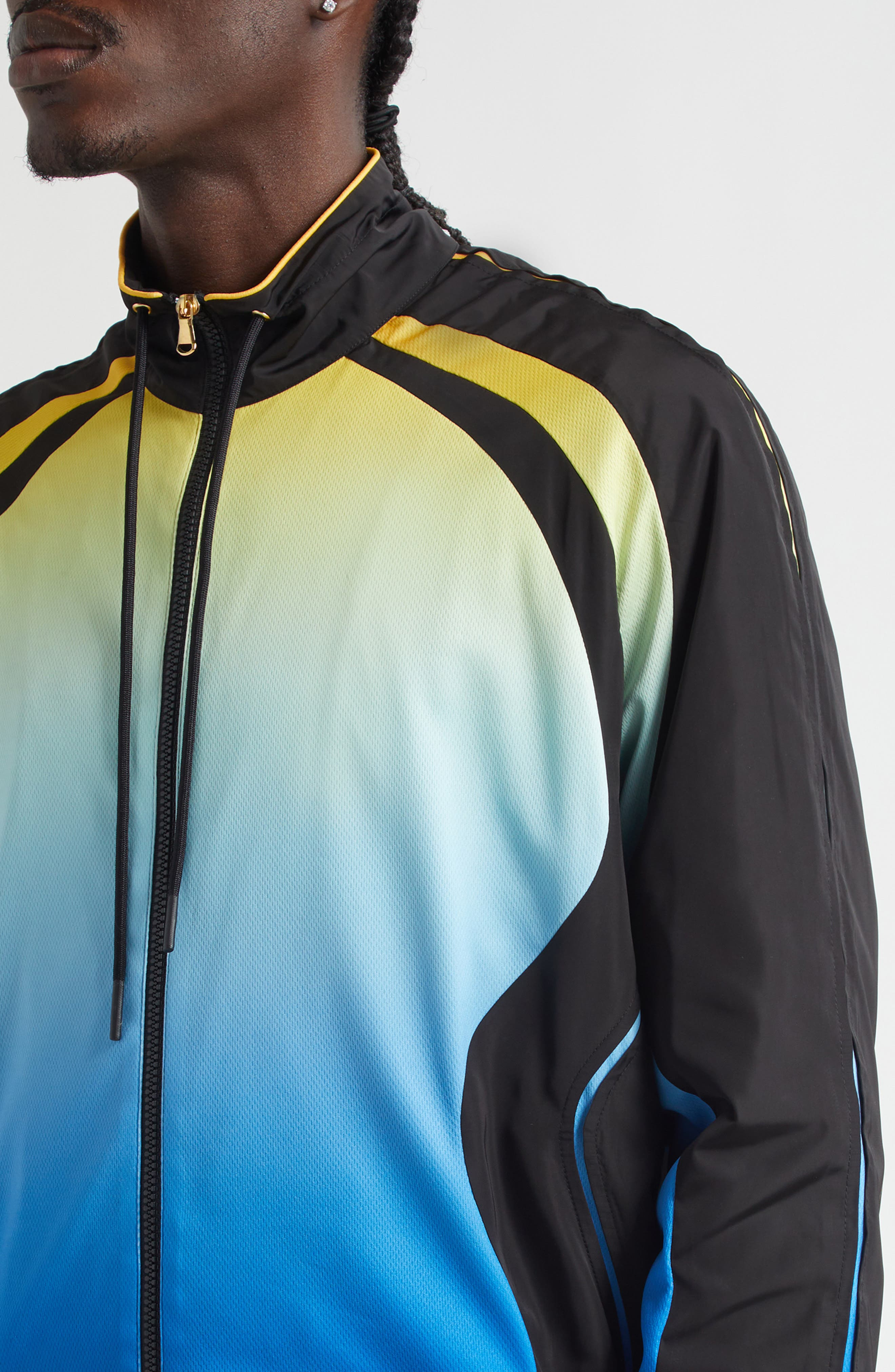 Casablanca Football Windbreaker Jacket in Birdseye Mesh Black Gradient at Nordstrom - 5