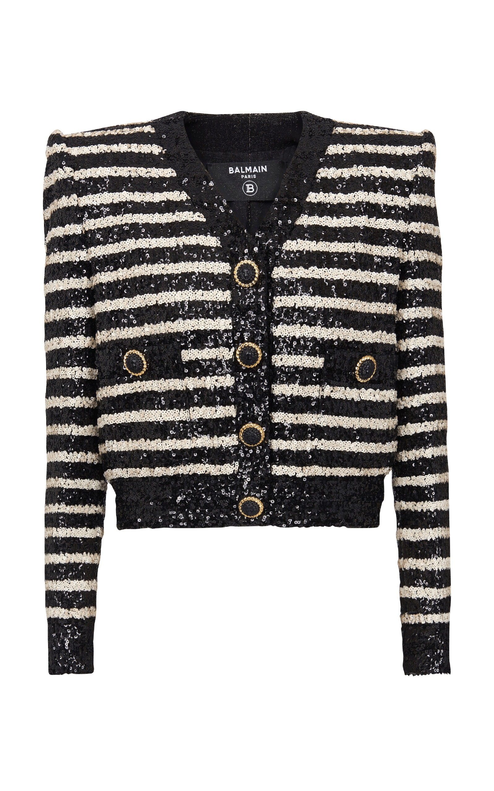 Sequined Knit Jacket black/white - 1