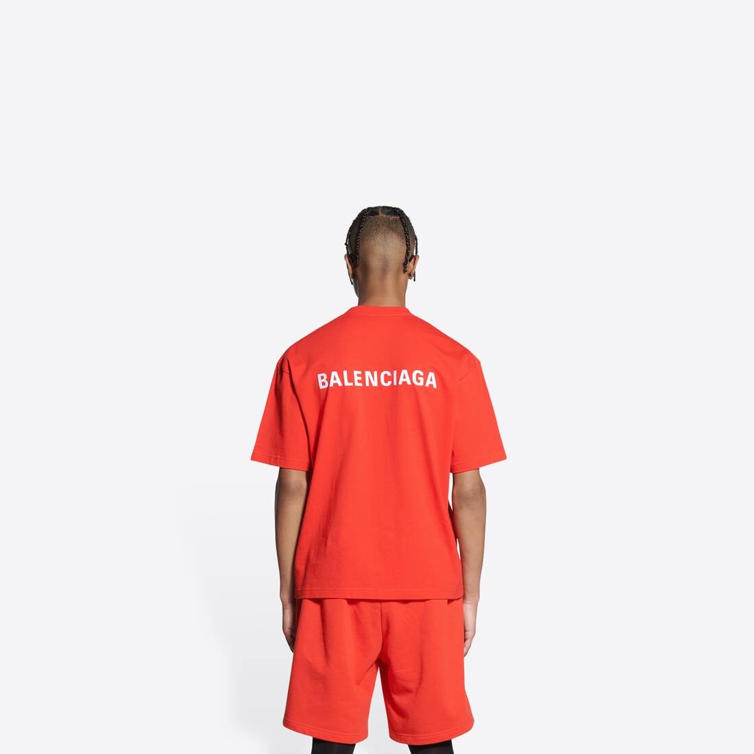 Men's Balenciaga T-shirt Regular Fit  in Red - 5