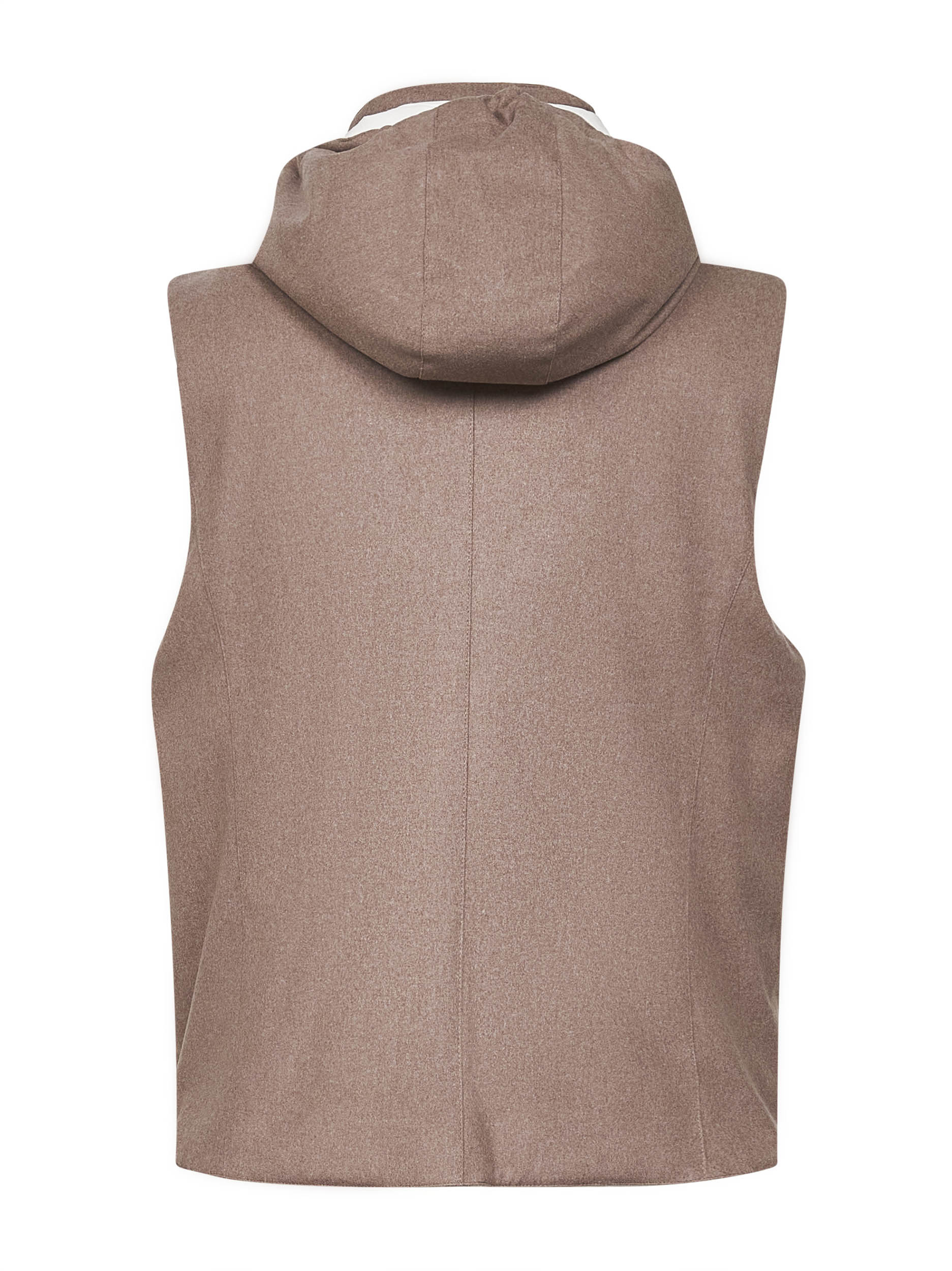 Clay wool padded hooded vest - 2