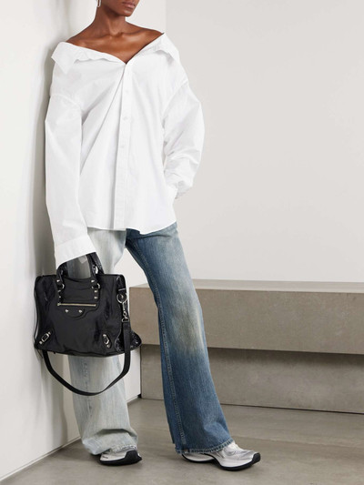 BALENCIAGA Oversized off-the-shoulder cotton-poplin shirt outlook