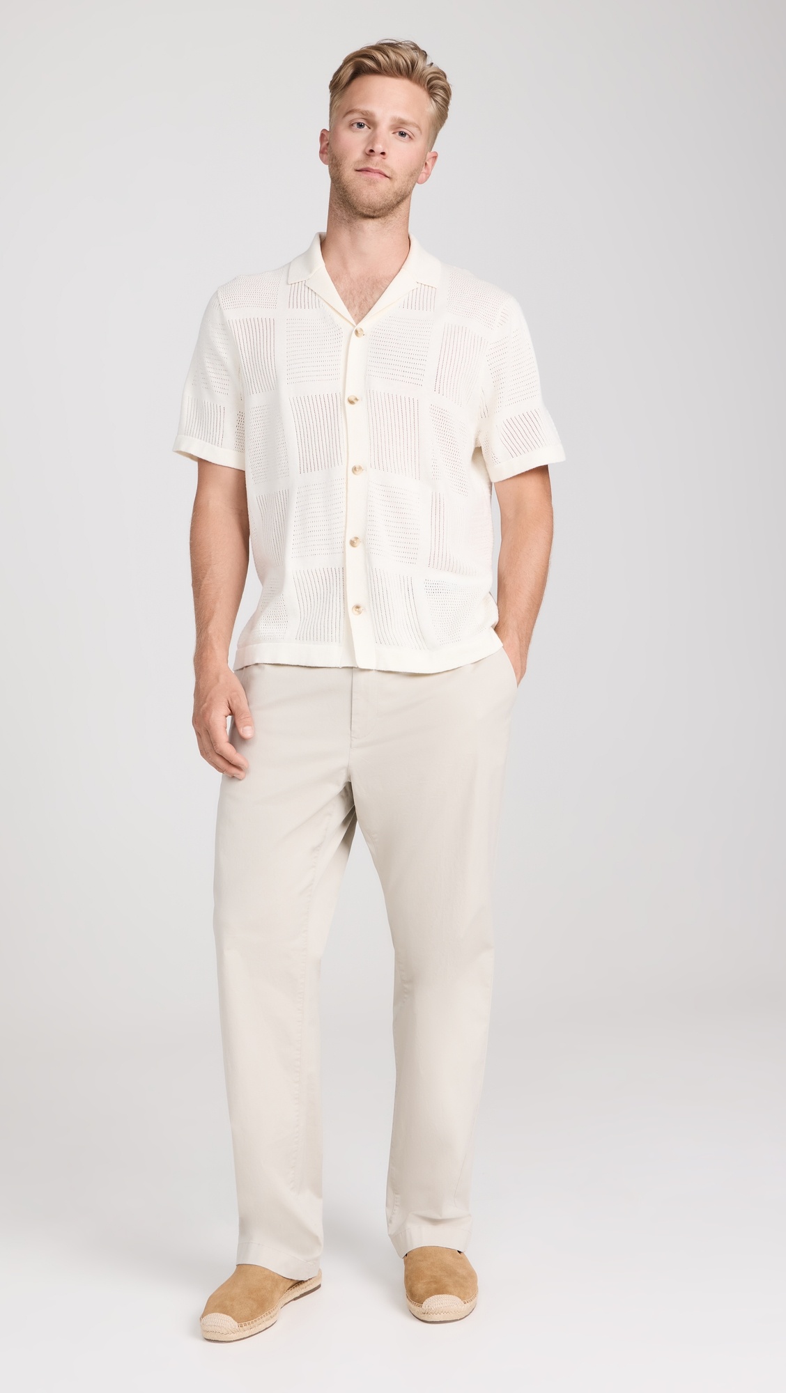 Patchwork Pointelle Button Down Sweater - 4