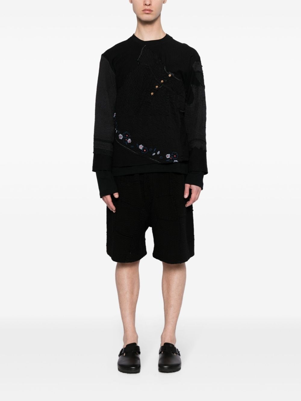 elasticated-waistband cotton shorts - 2