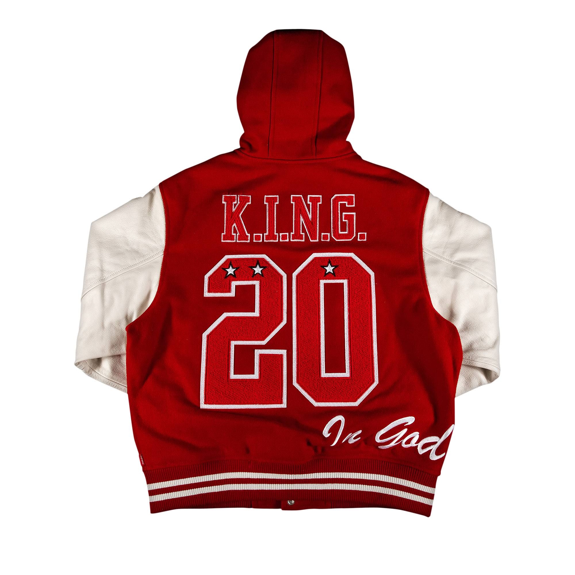 Supreme King Hooded Varsity Jacket 'Red' - 2