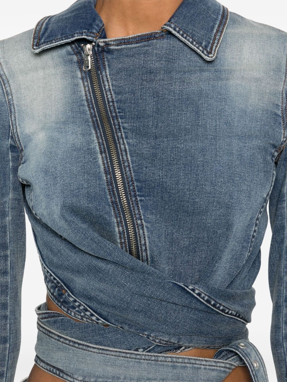 wrap denim jacket - 5