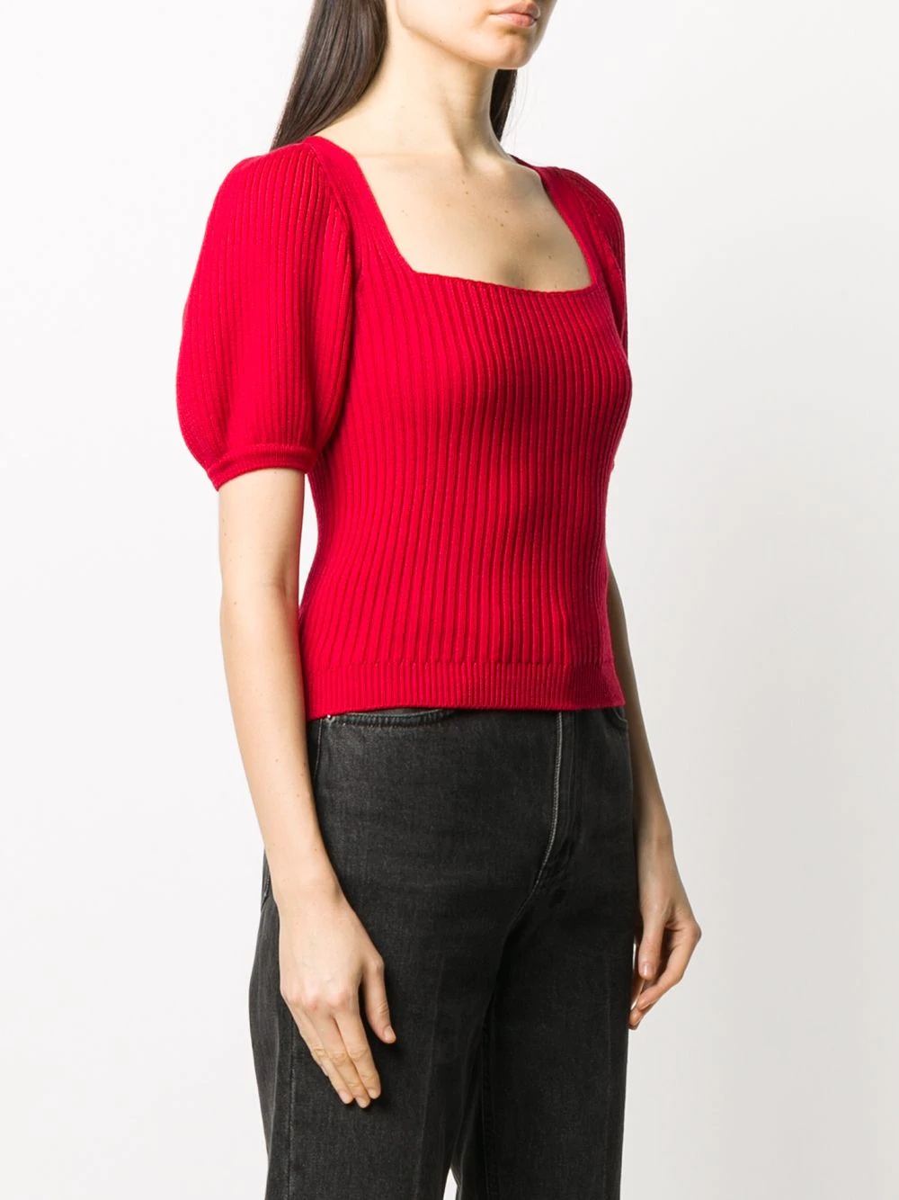 square-neck knitted top - 3