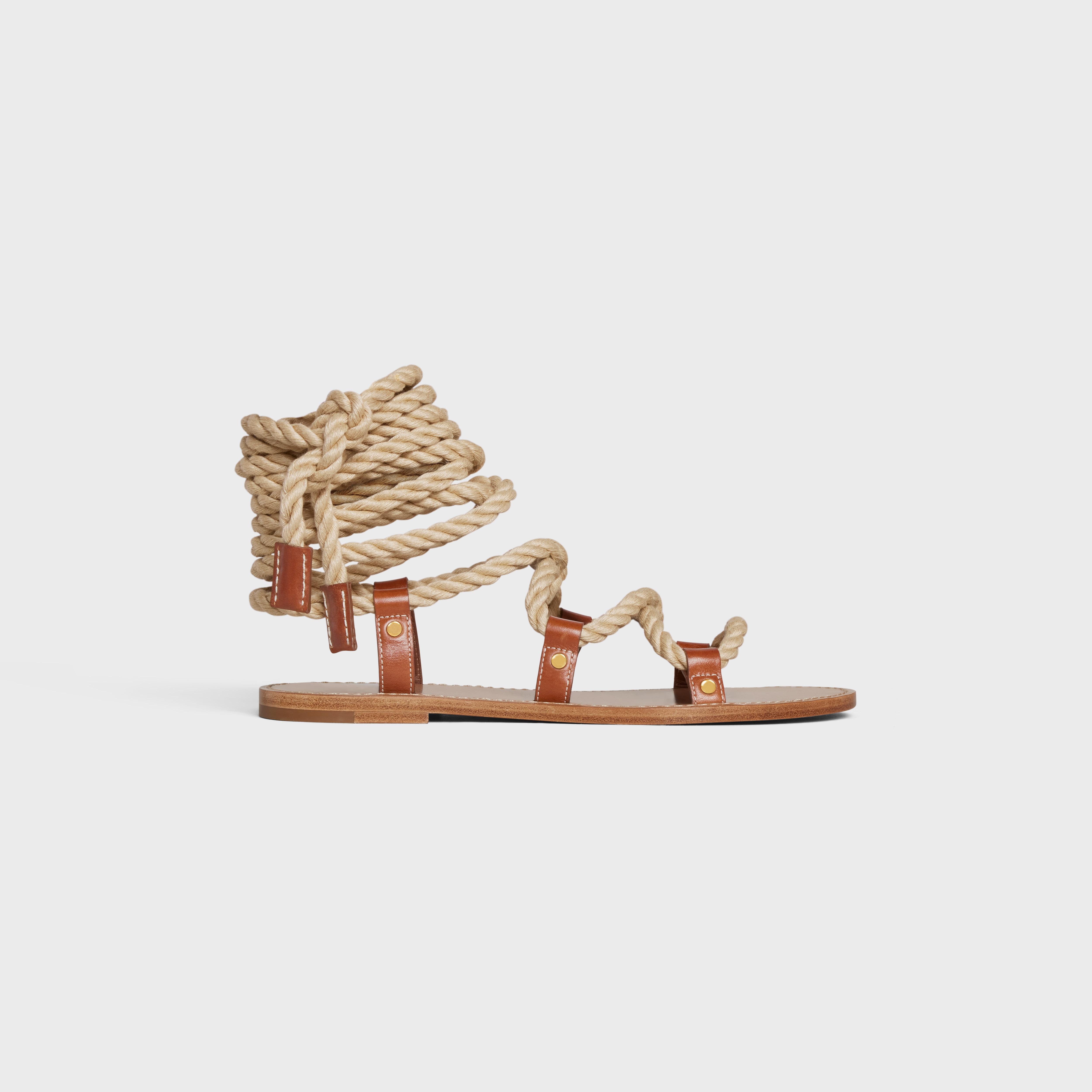 TAILLAT LACE UP SANDAL in VEGETAL CALFSKIN AND CORD - 1